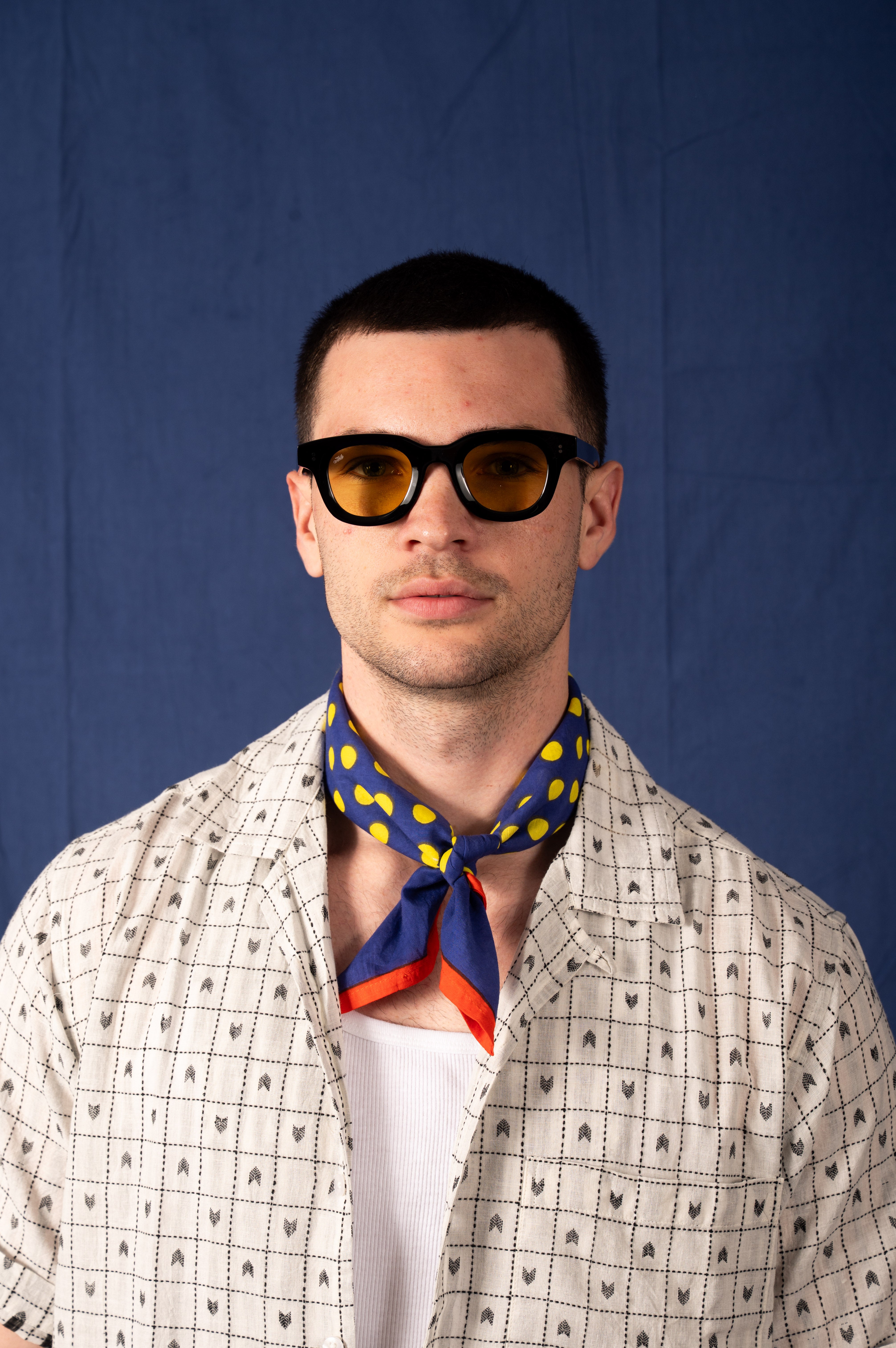Archie Bandana No. 2 - Navy and Yellow Dots