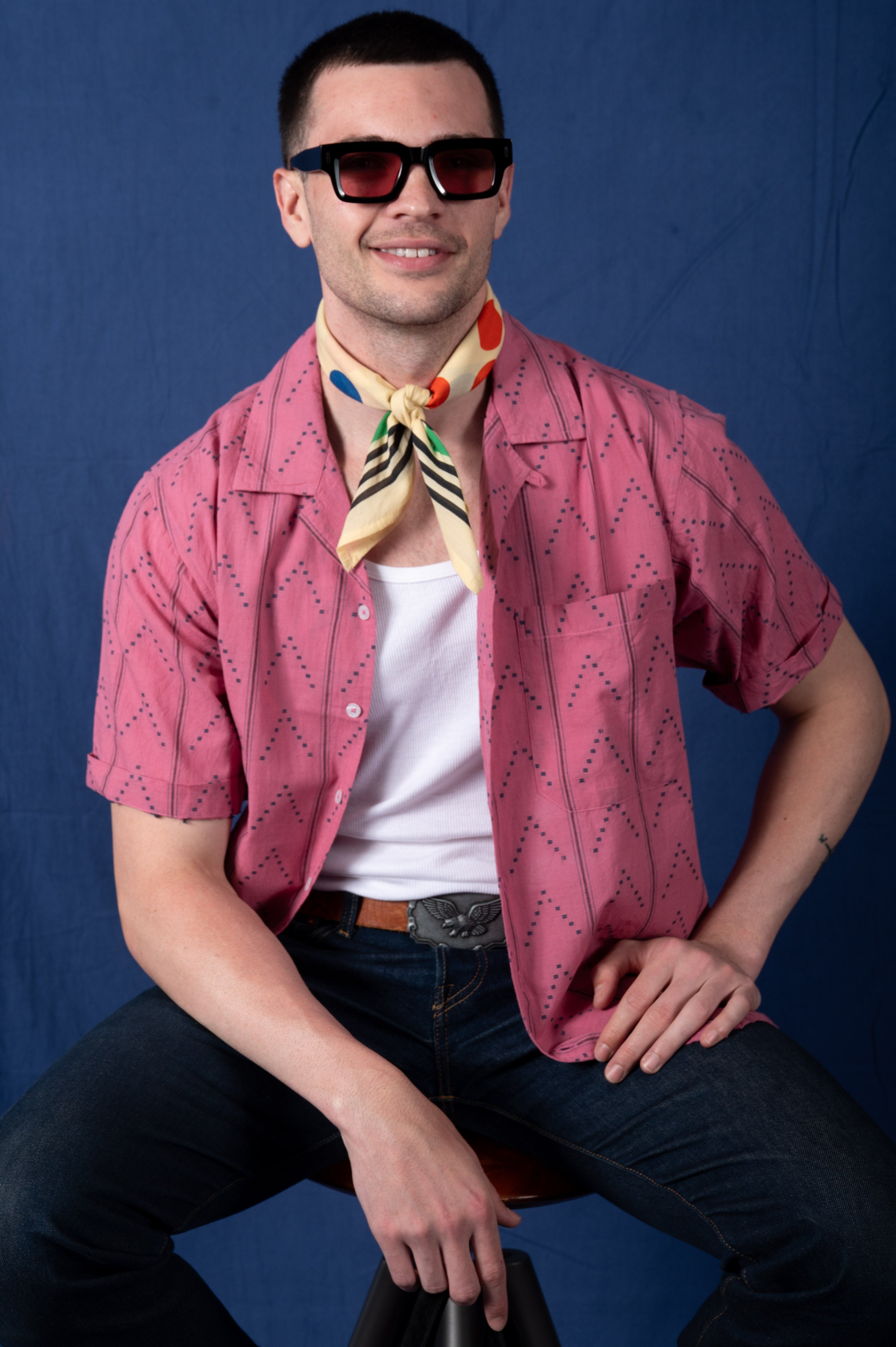 Archie Bandana No. 5 - Beige with Contrasting Dots Art Print