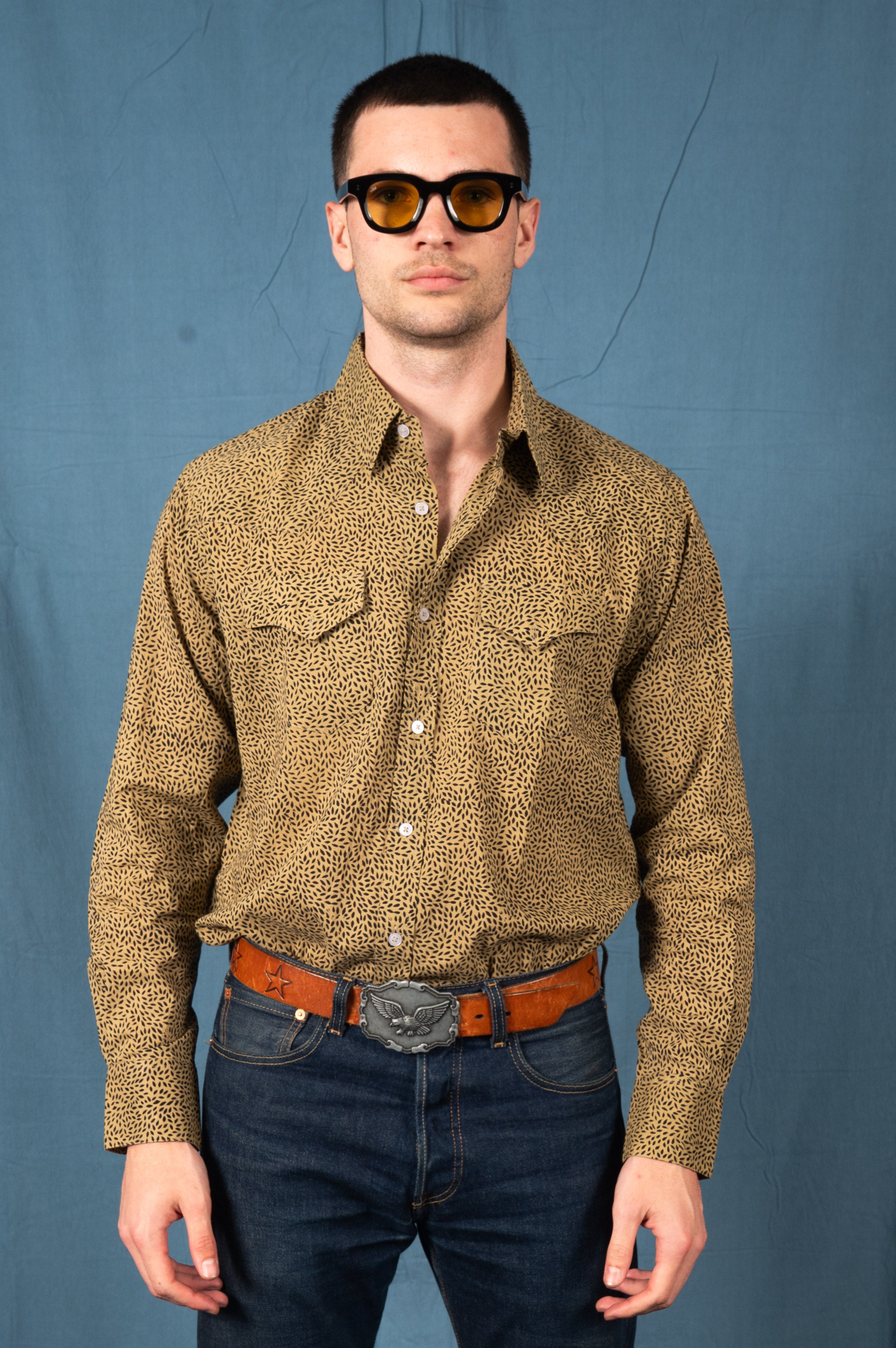 'The Bandit' Western Shirt in Kiwi Seeds print