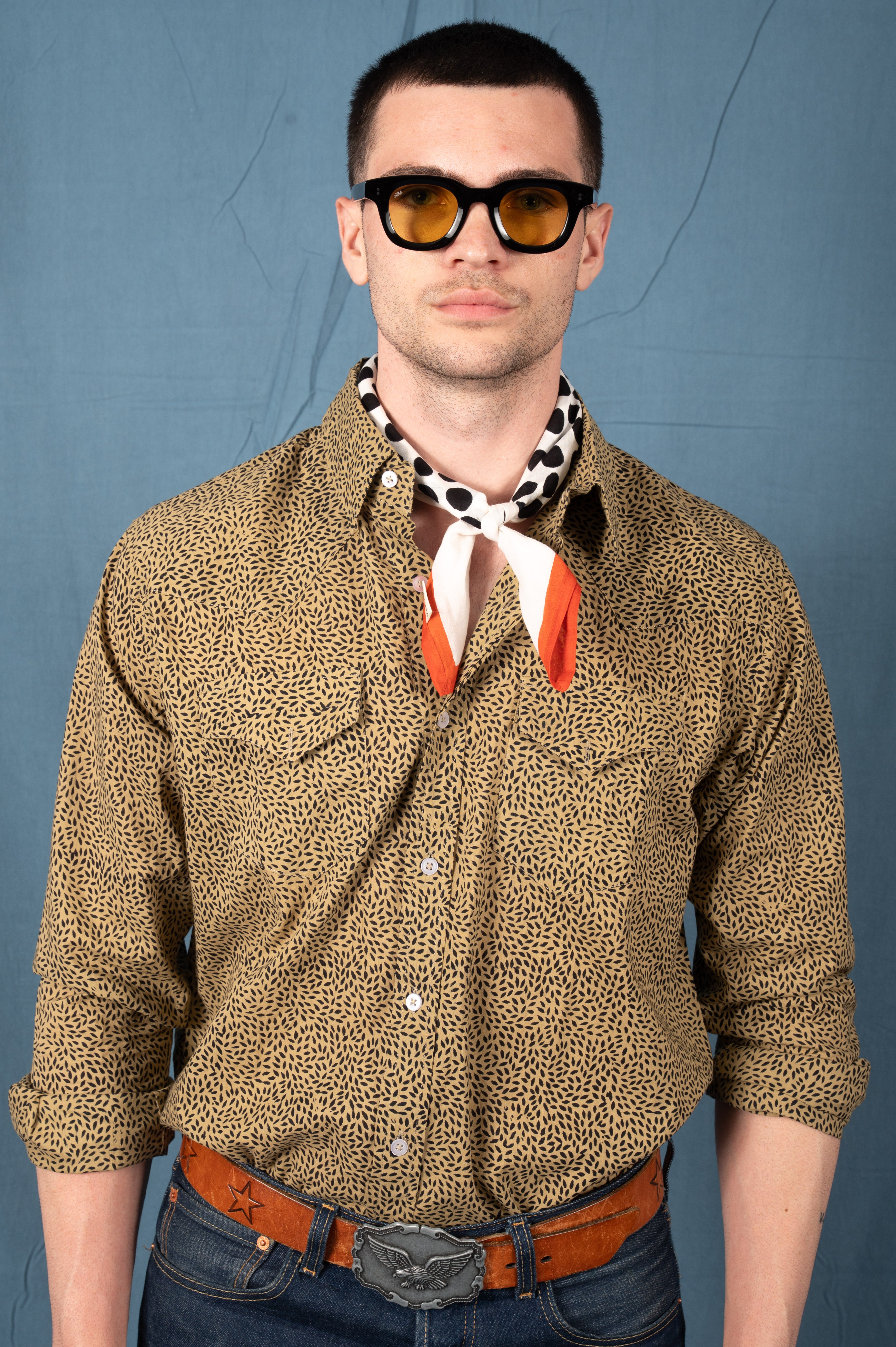 'The Bandit' Western Shirt in Kiwi Seeds print