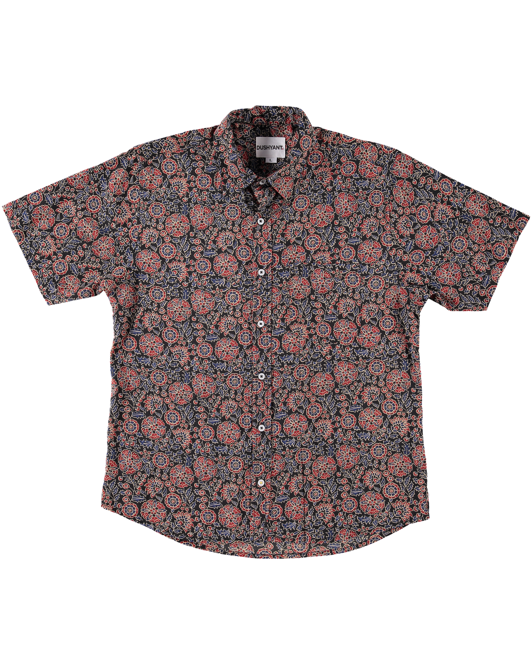 'The Folk' Shirt in Black and Red Delhi Floral Print