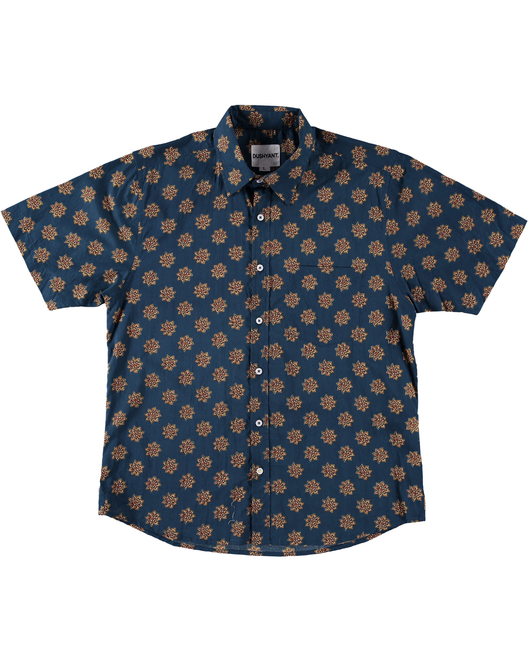 'The Folk' Shirt in Navy Lotus Print