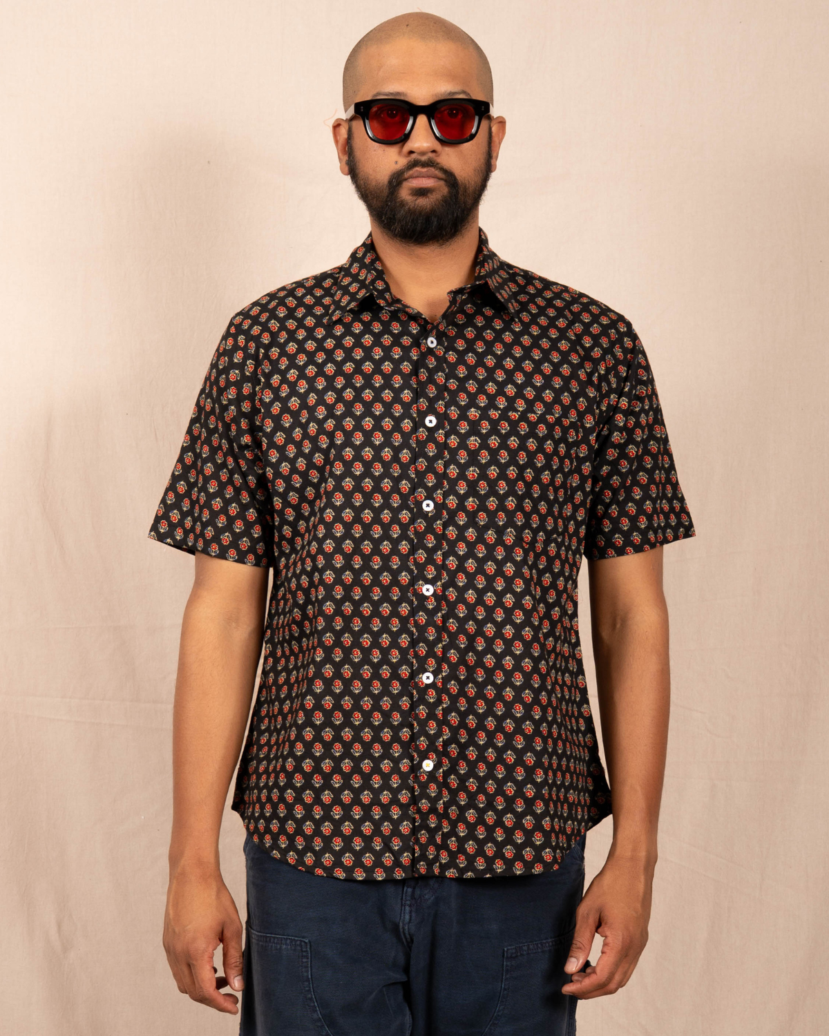 'The Folk' Shirt in Black Lily Print
