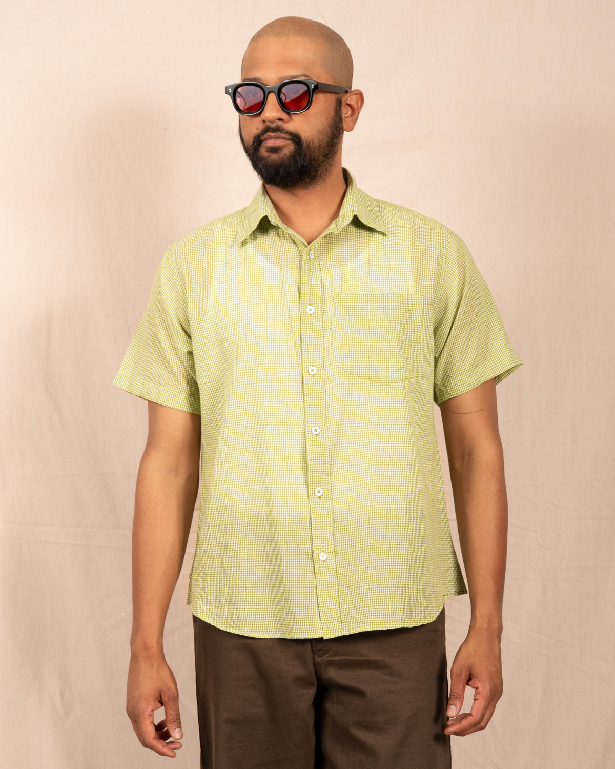 'The Folk' Shirt in Lime Micro Check