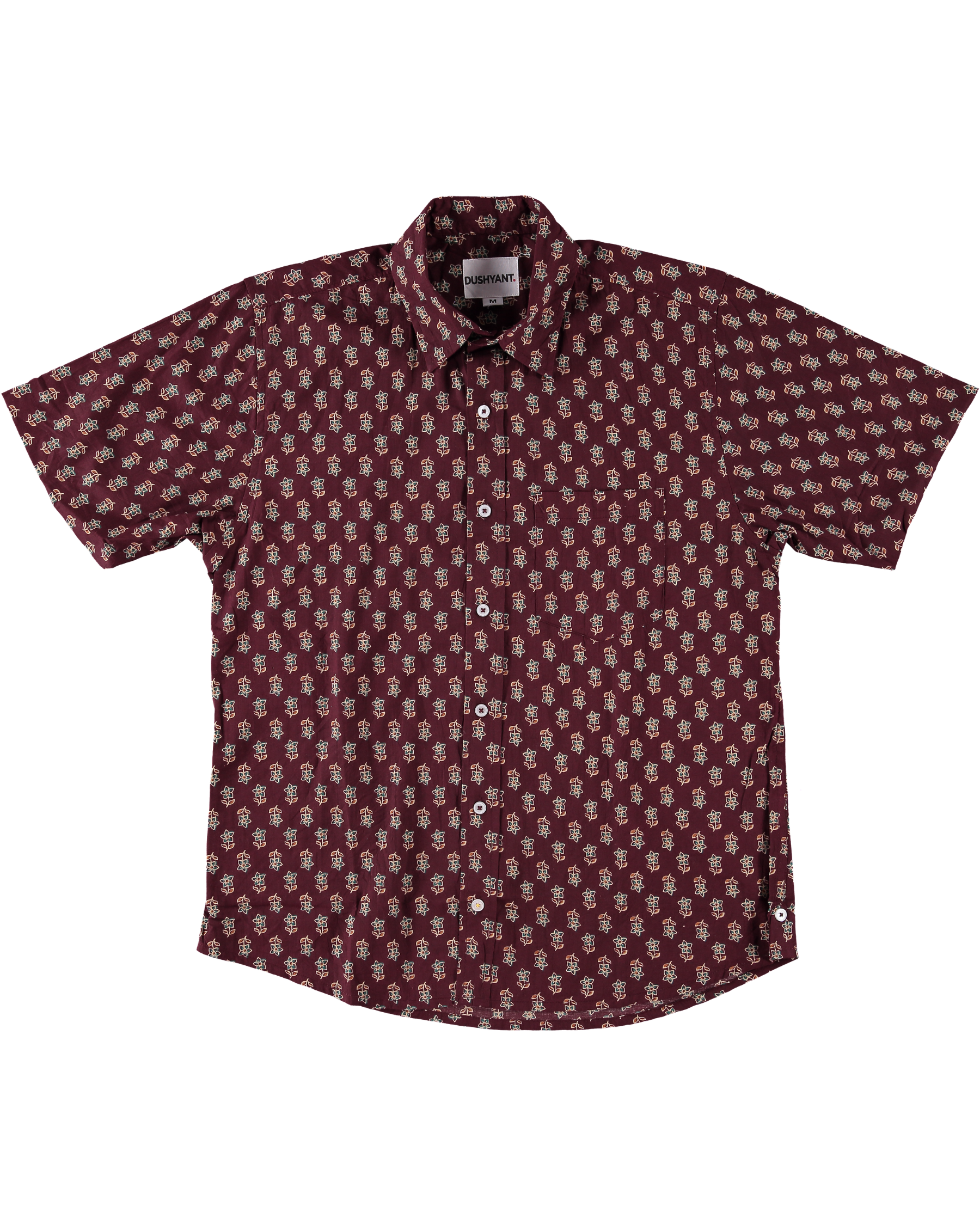 'The Folk' Shirt in Maroon Motif Print