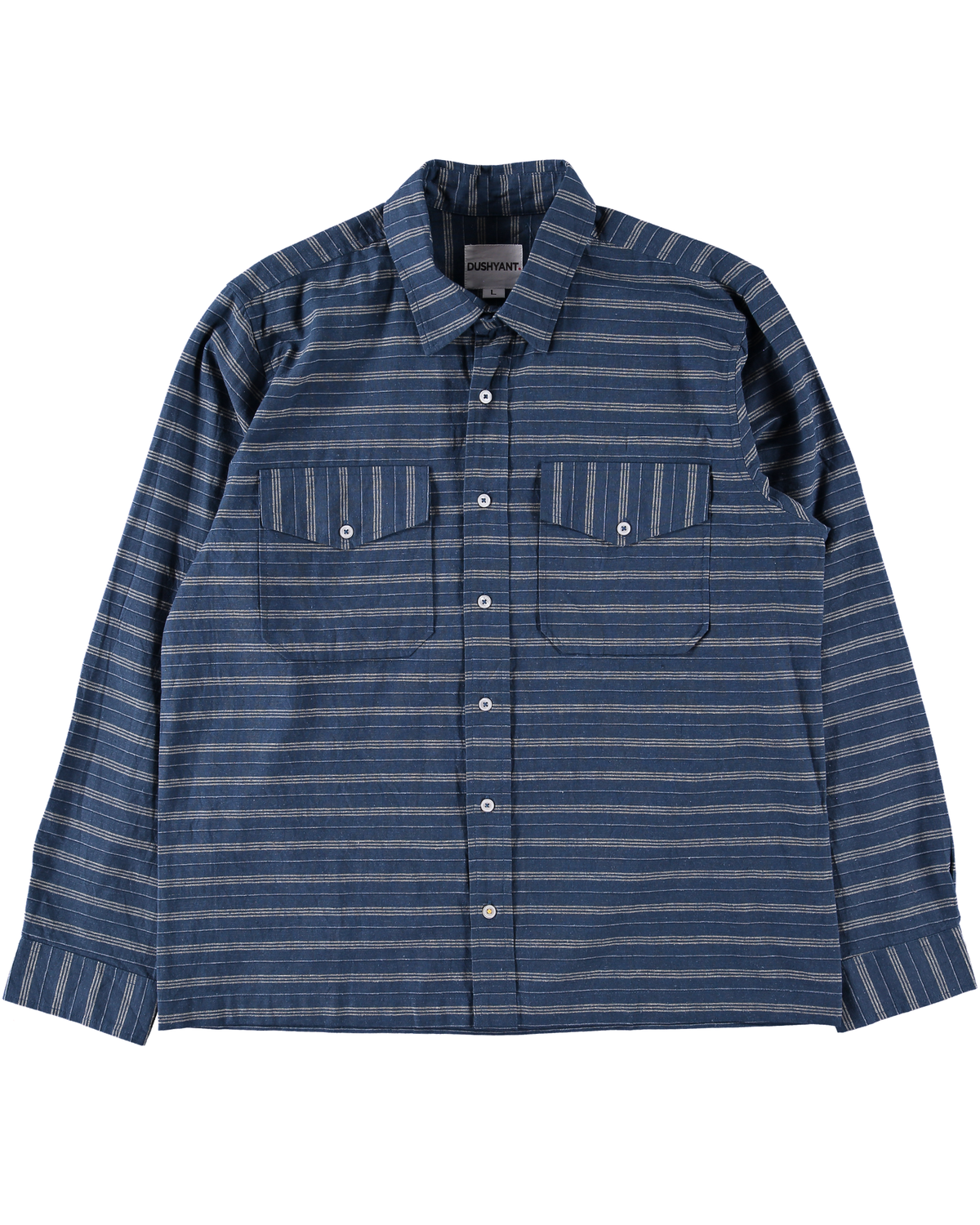 The 'Jesse' Over Shirt in Blue and White Horizontal Stripes