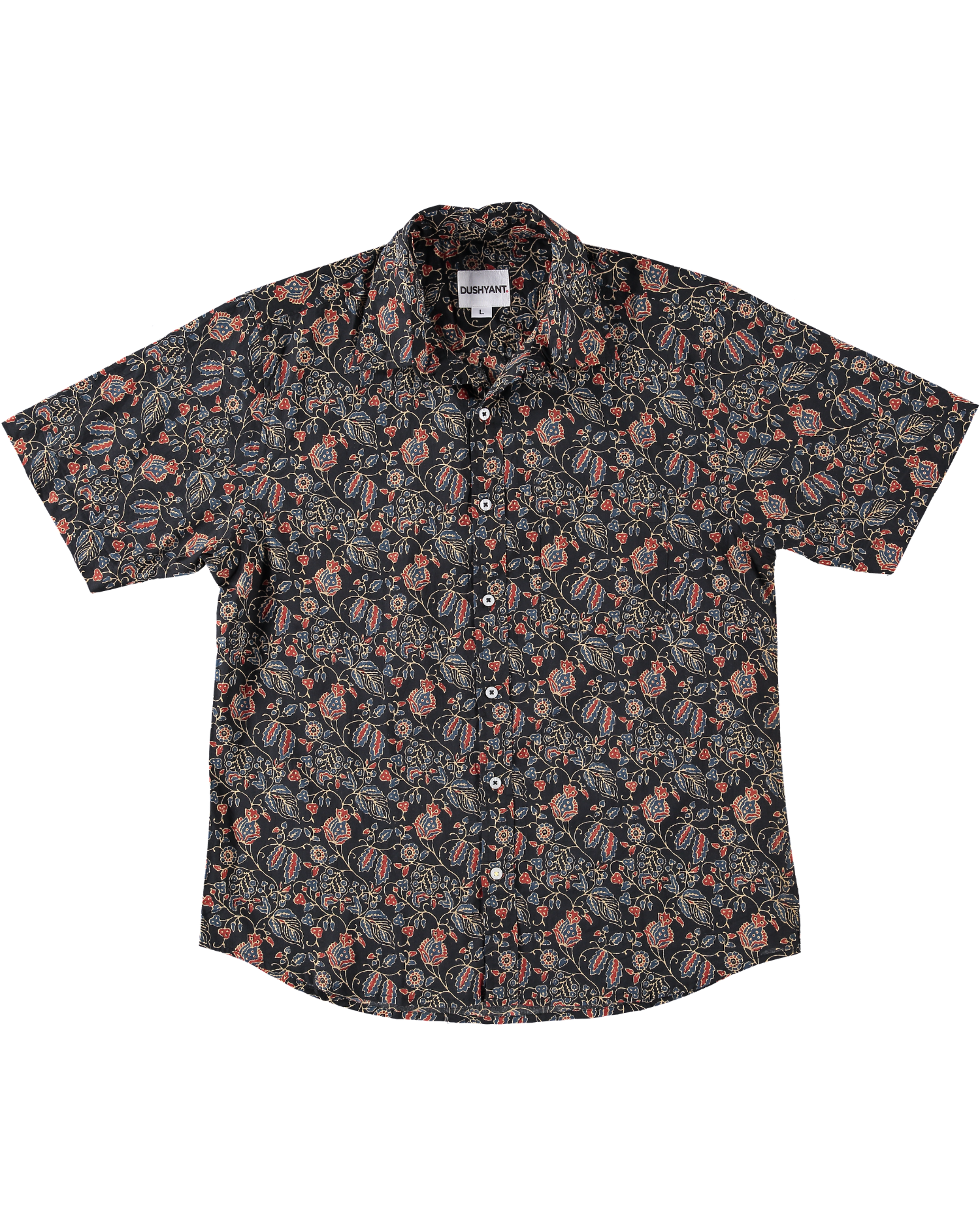 'The Folk' Shirt in Black Mughal Floral Print