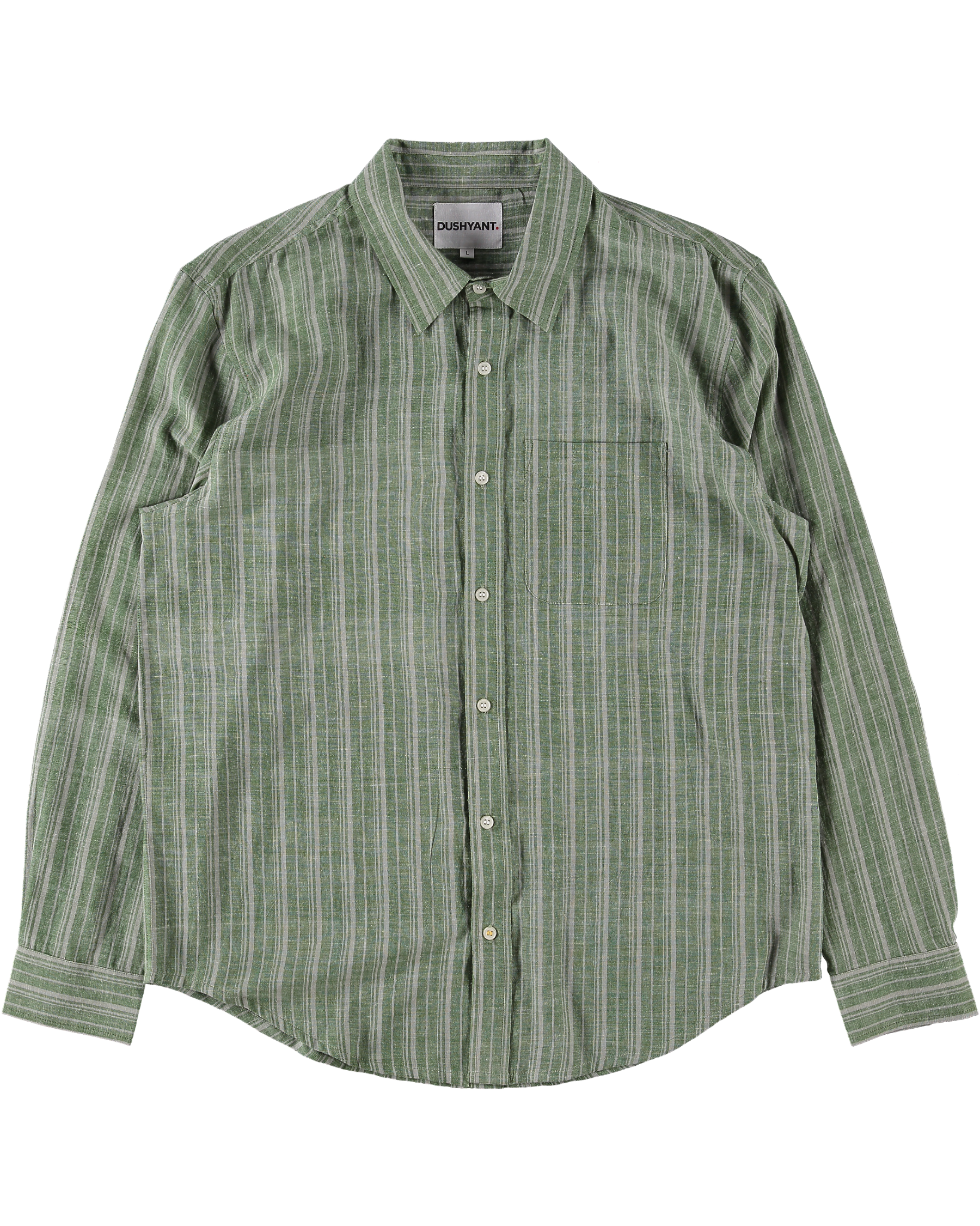 'The Brady' Long Sleeve Shirt in Green and White Stripes