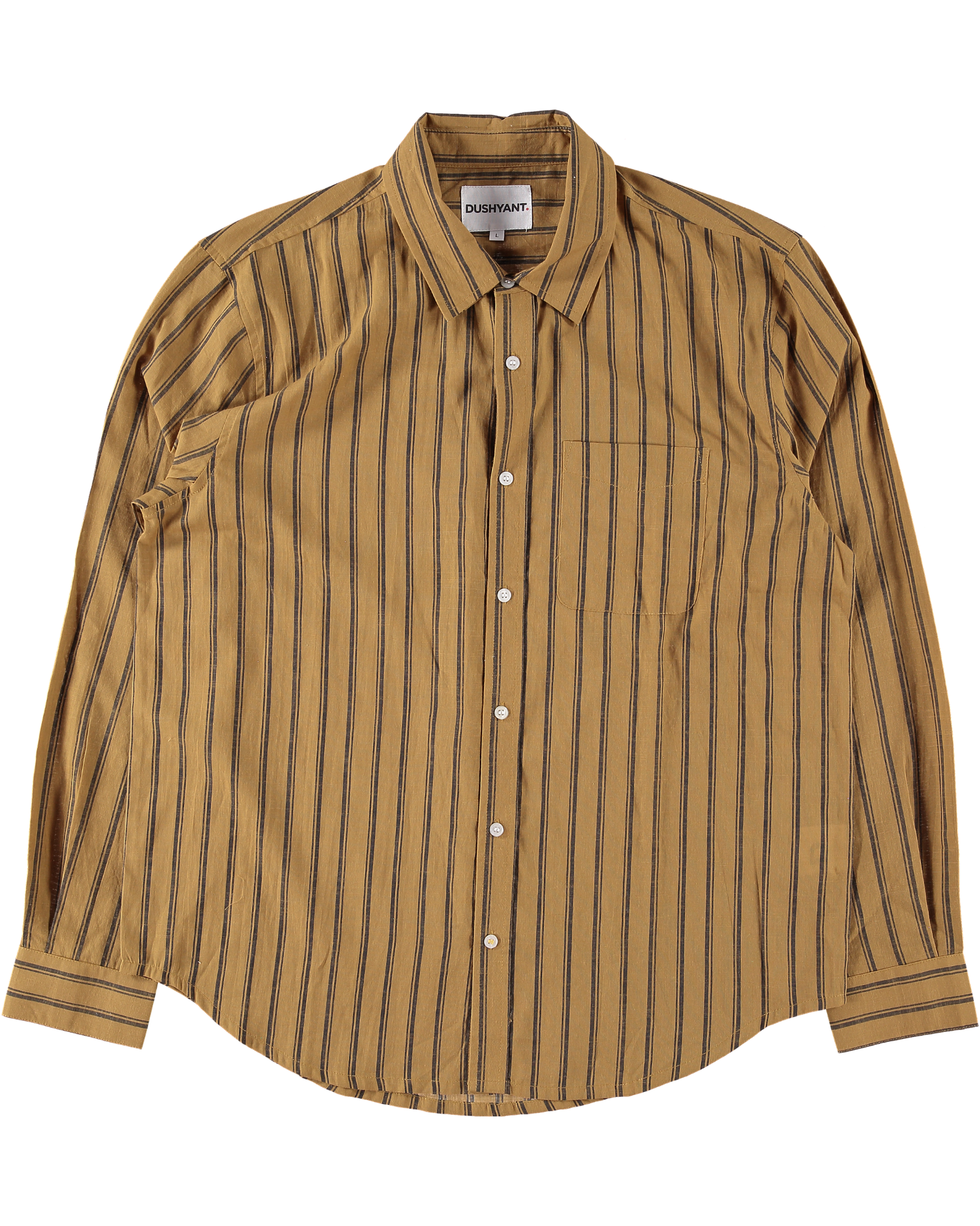 'The Brady' Long Sleeve Shirt in Mustard and Black Stripes