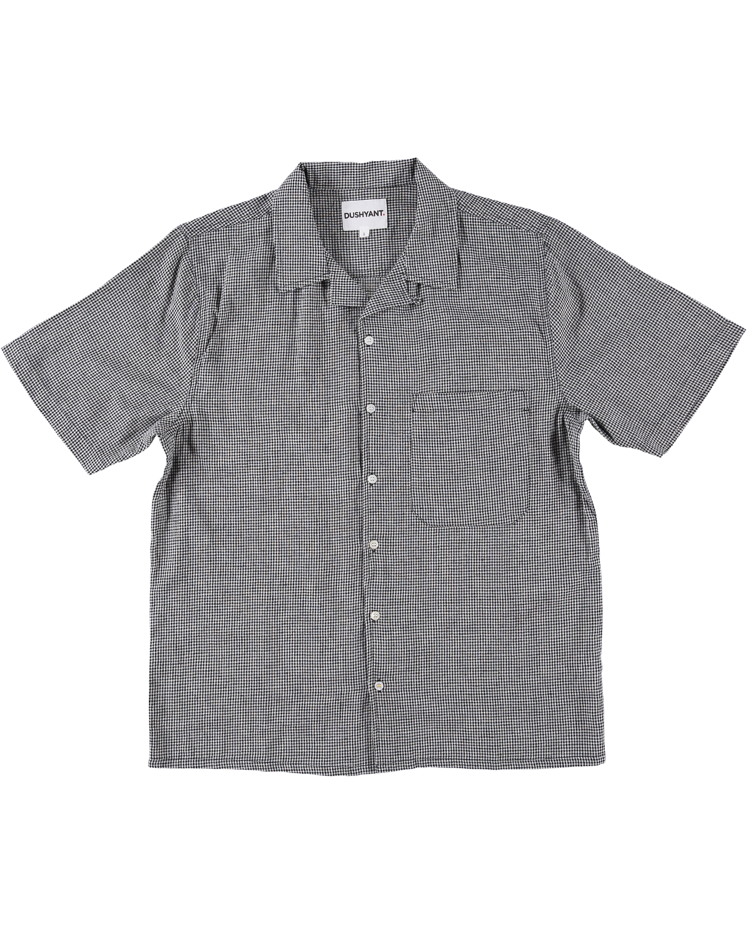 'The Don' Camp Shirt in Black and White Micro Checks