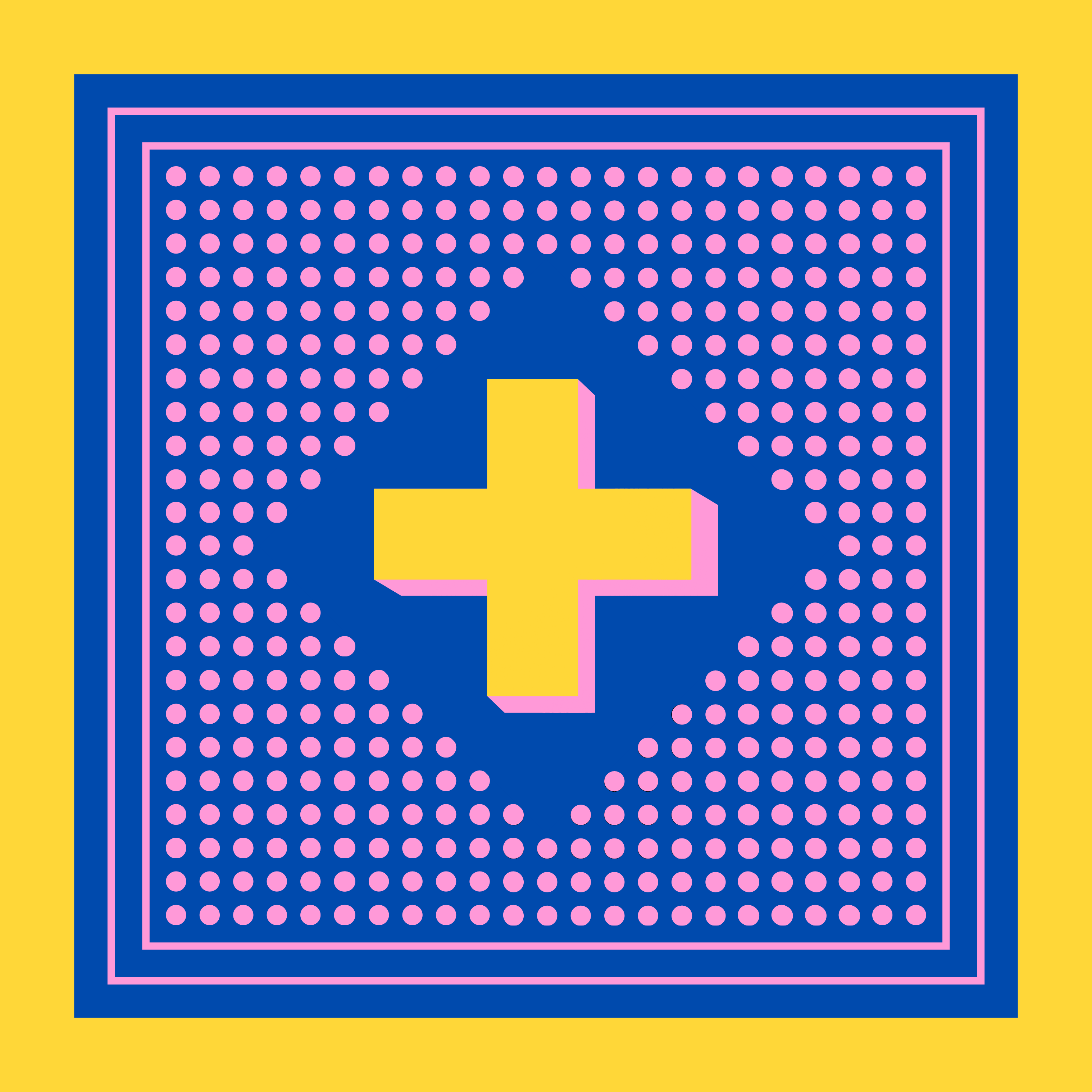 Archie Bandana No. 22 - Yellow, Blue and Pink Dots Art Print