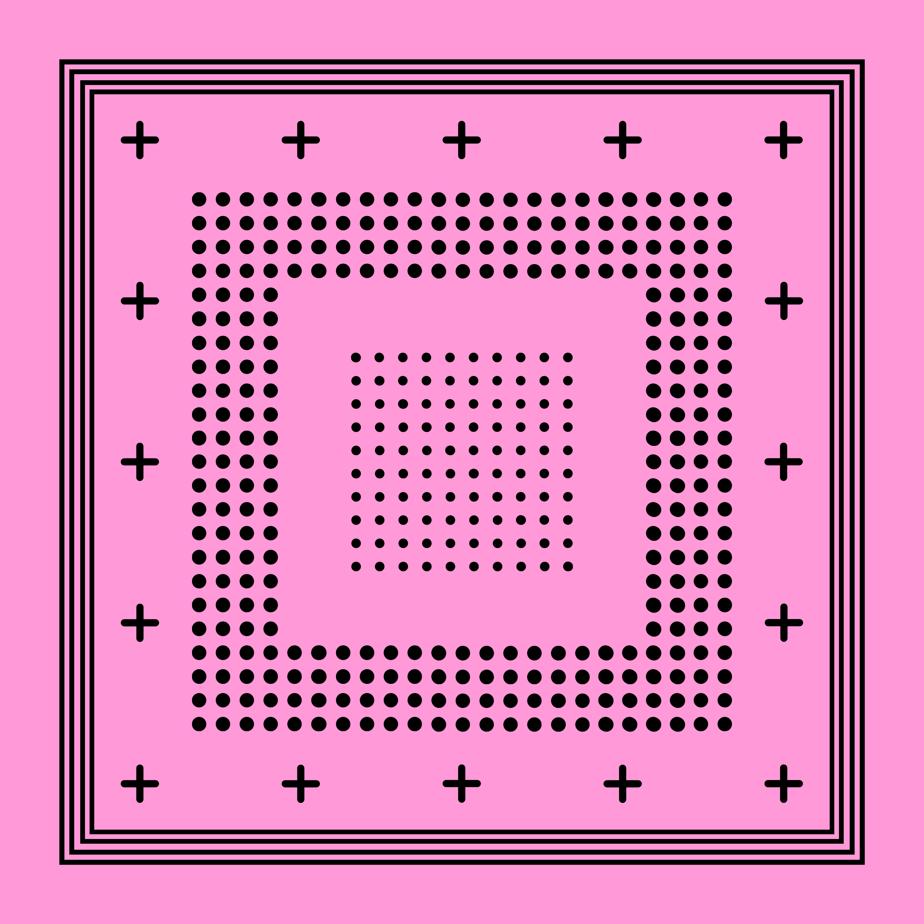 Archie Bandana No. 24 - Dots and Plus Sign on Pink