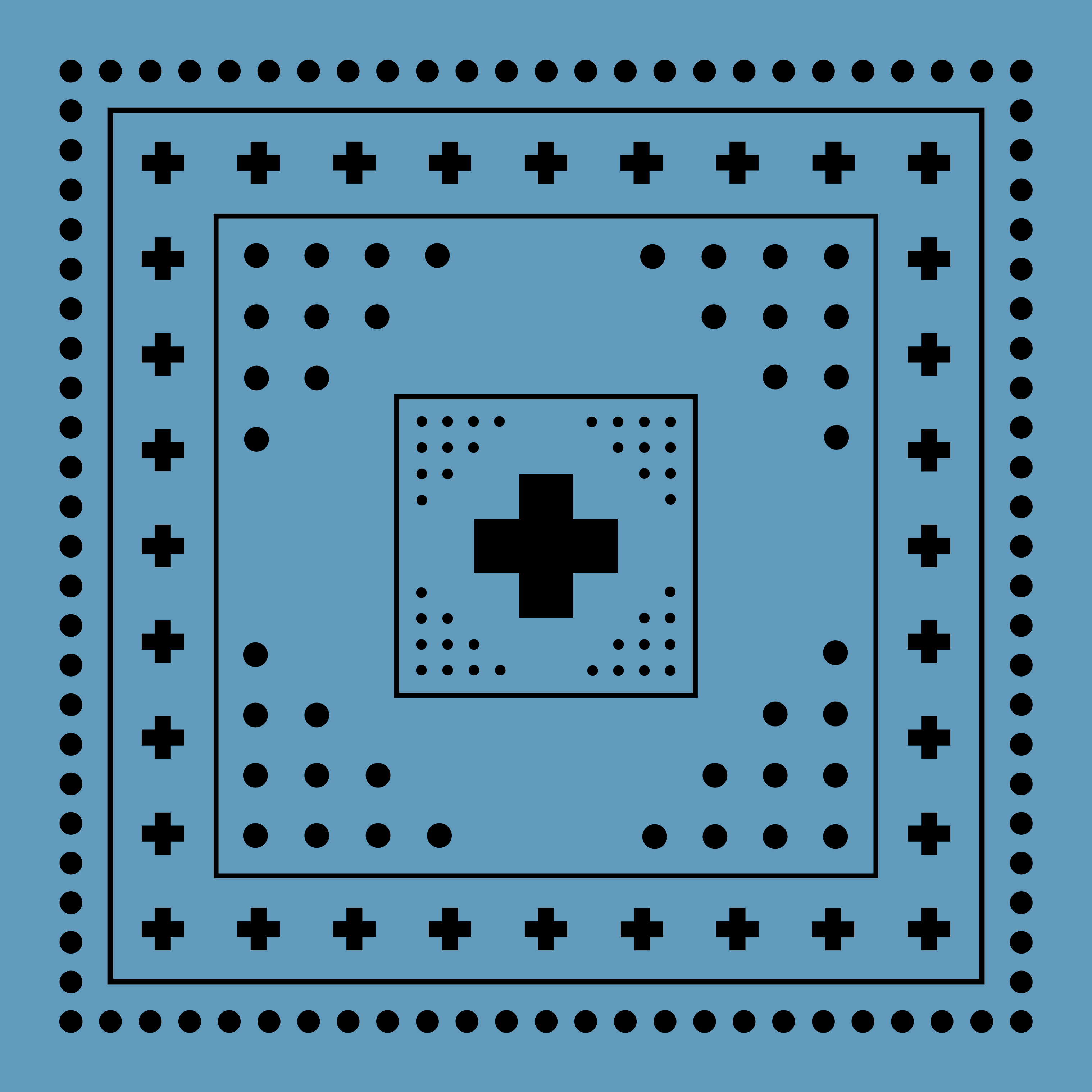 Archie Bandana No. 26 - Dots and Plus Sign on Cerulean Blue