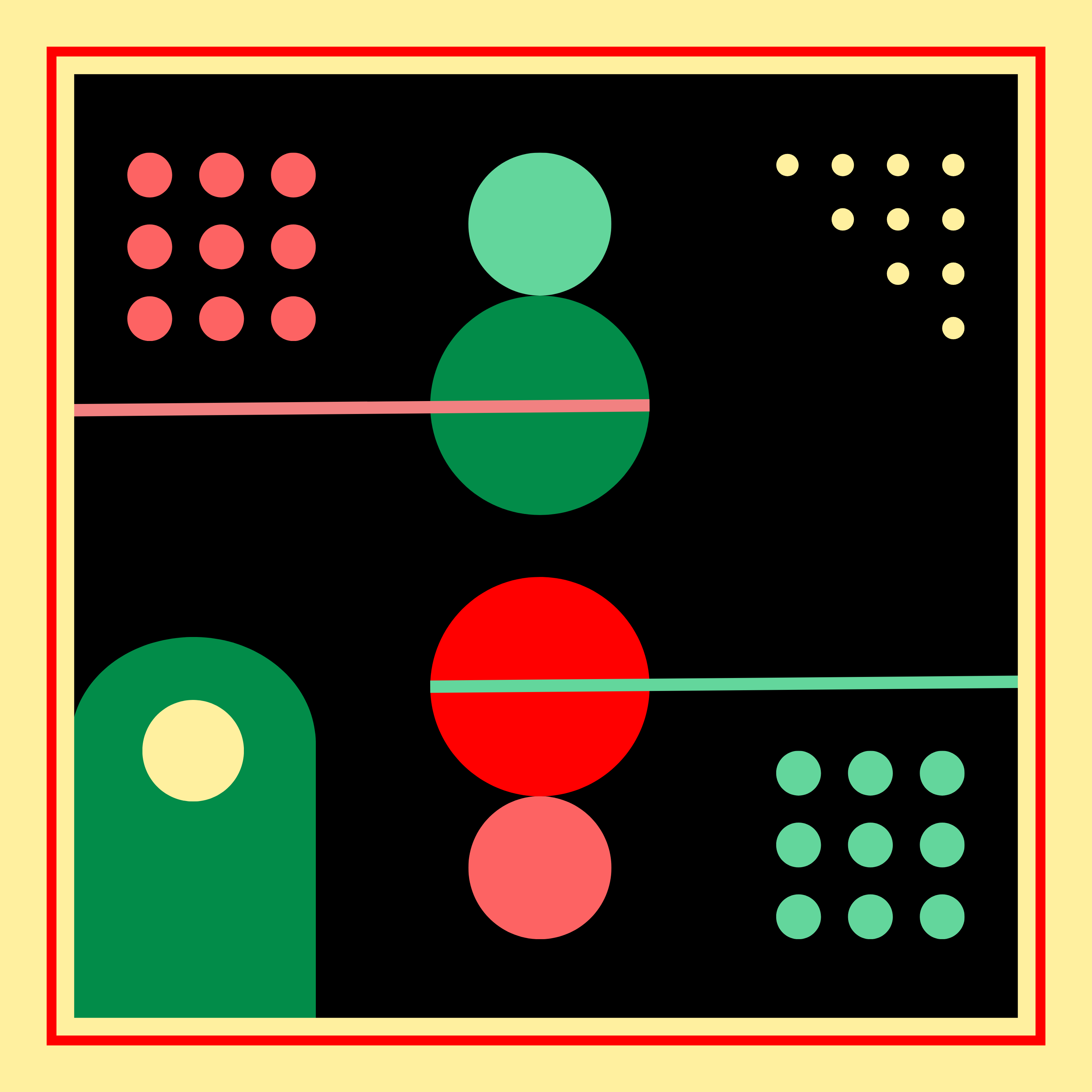 Archie Bandana No. 29 - Crayons Art Print in Red, Green and Light Yellow