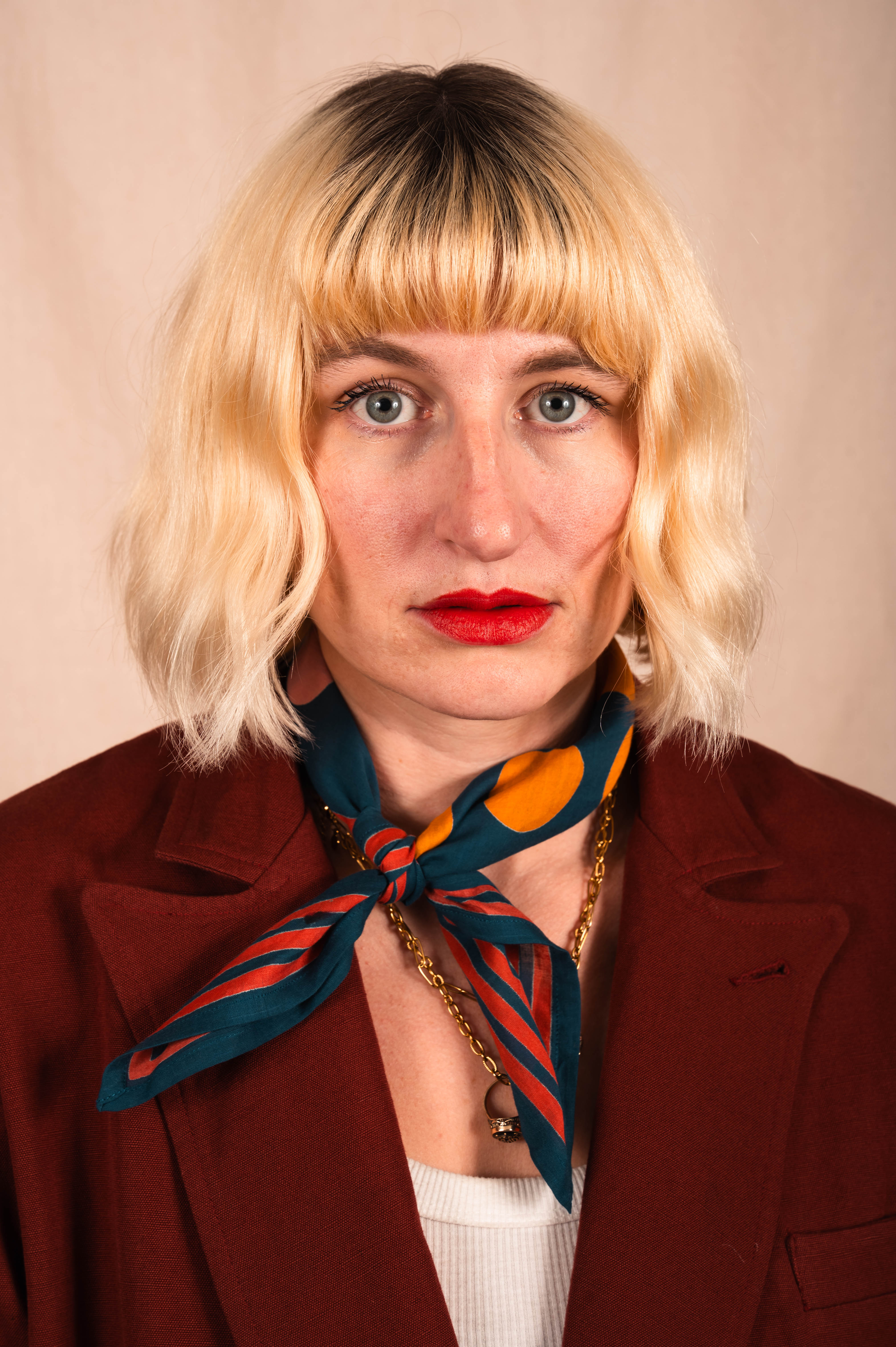 Archie Bandana No. 12 - Gray with Pink, Orange and Neon Art Print