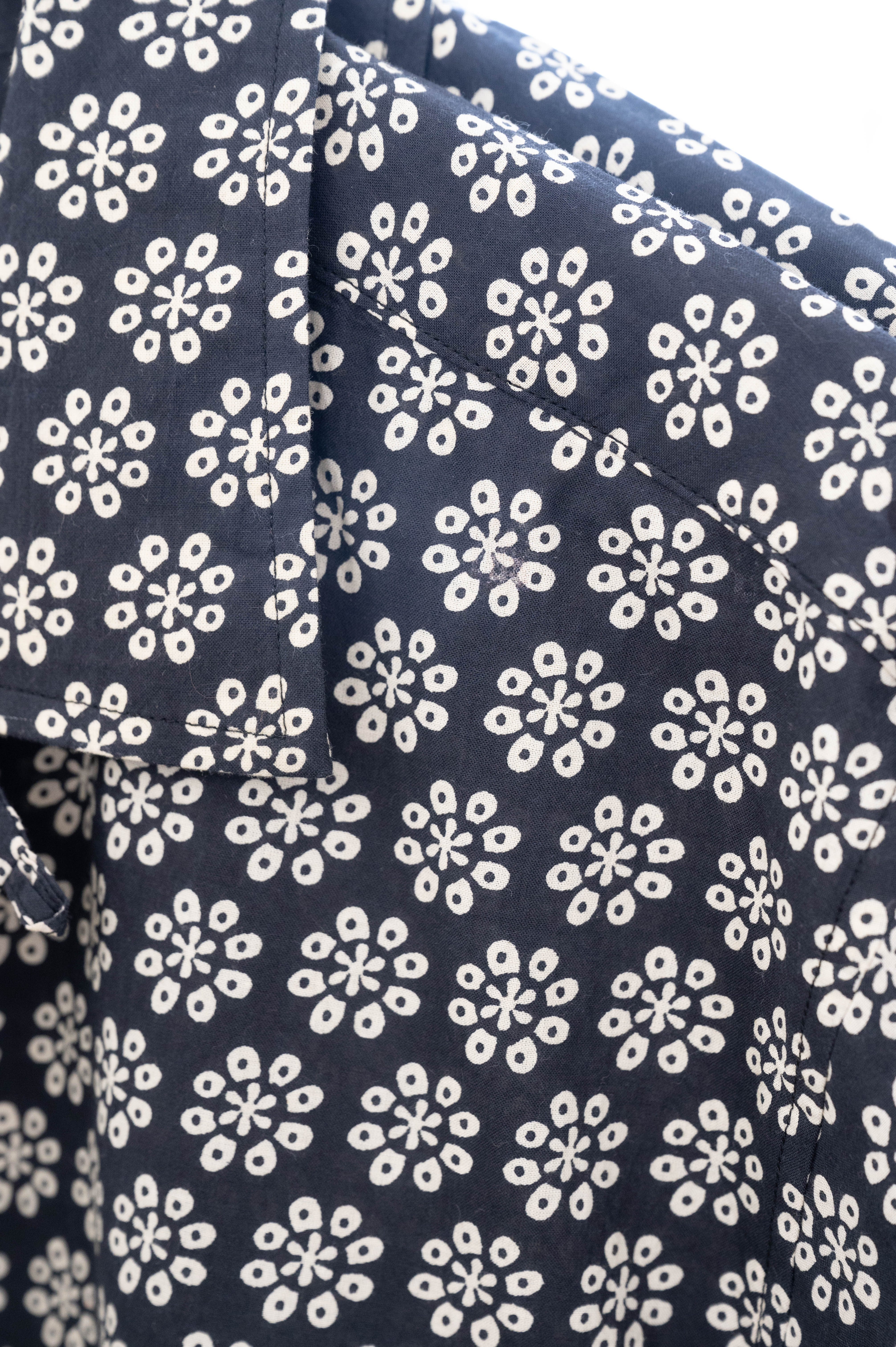 Hand Printed 'The Raj' Camp Collar Shirt in Black Octagon Motif