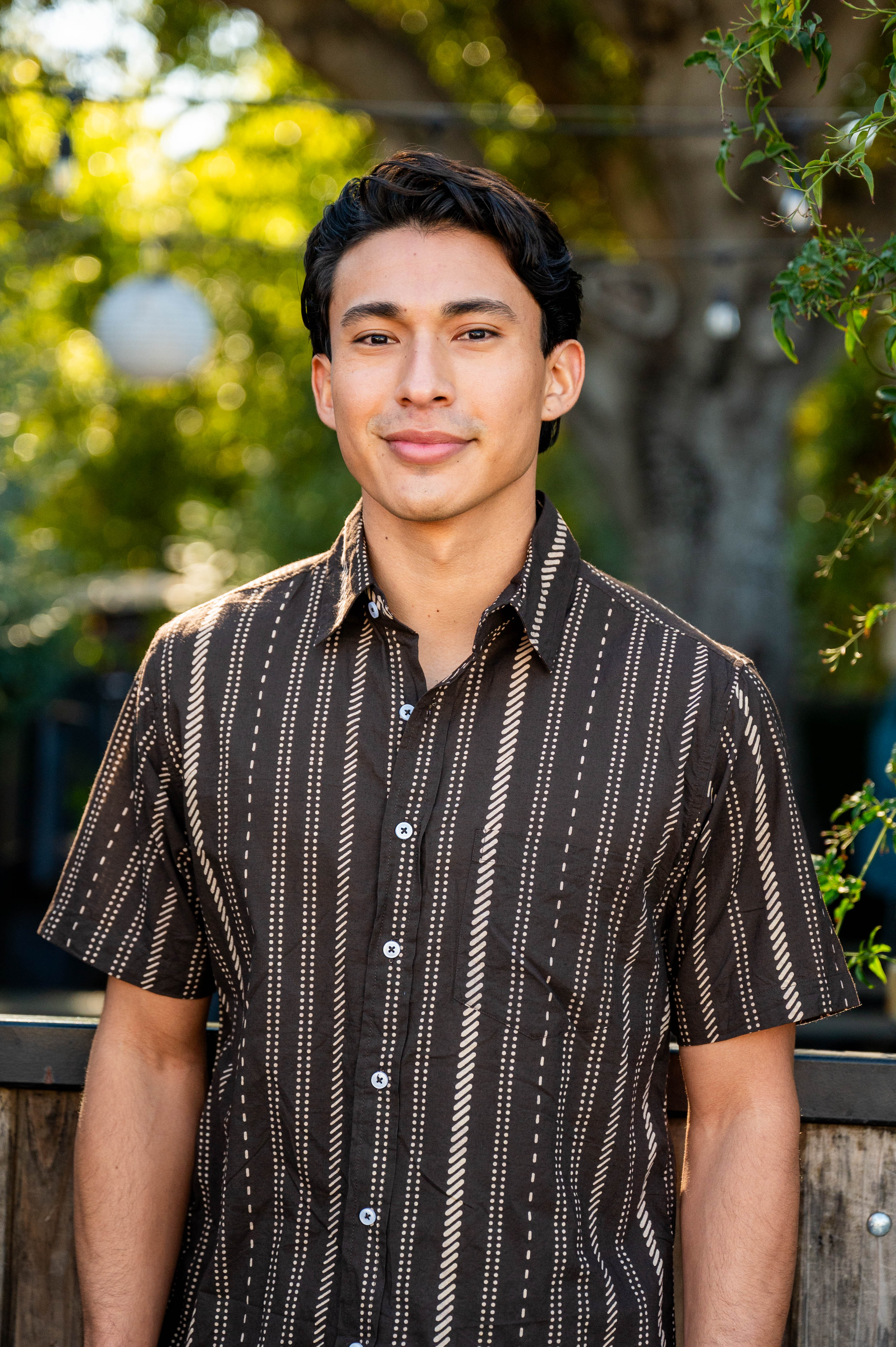Hand Printed 'The Folk' Short Sleeve Shirt in Chocolate Stripes