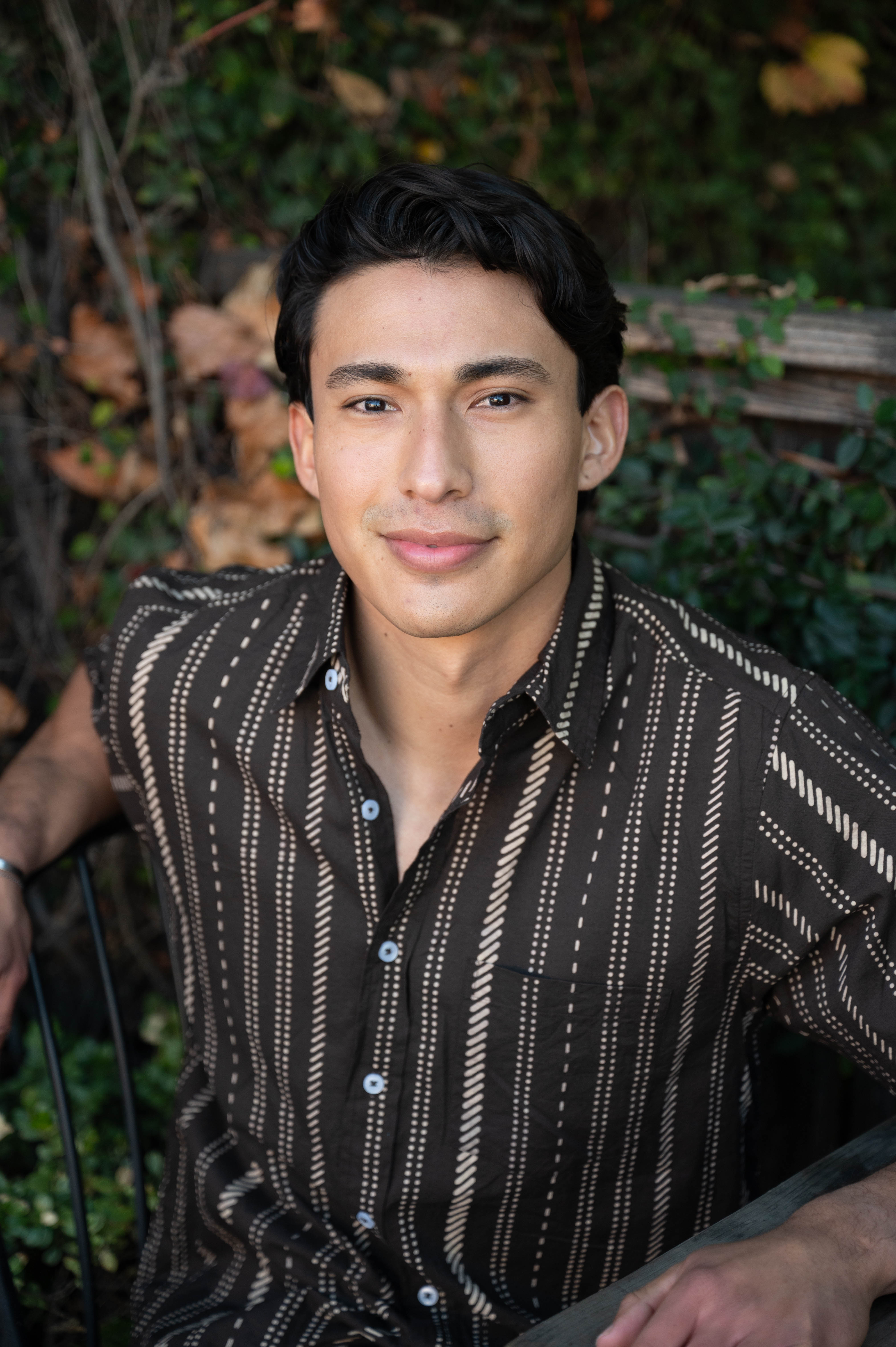 Hand Printed 'The Folk' Short Sleeve Shirt in Chocolate Stripes