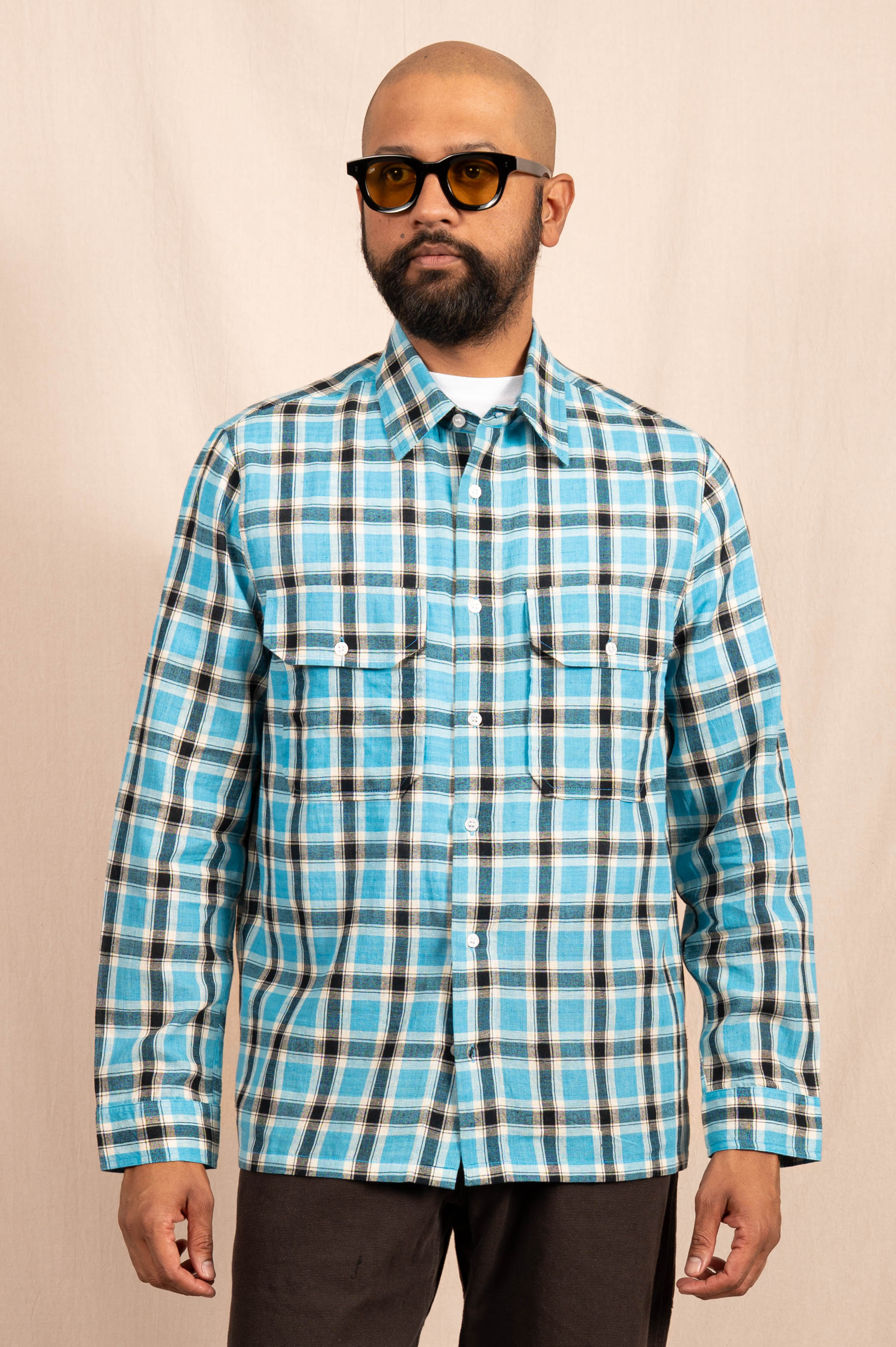The 'Jesse' Over Shirt in Blue and Black Madras Checks
