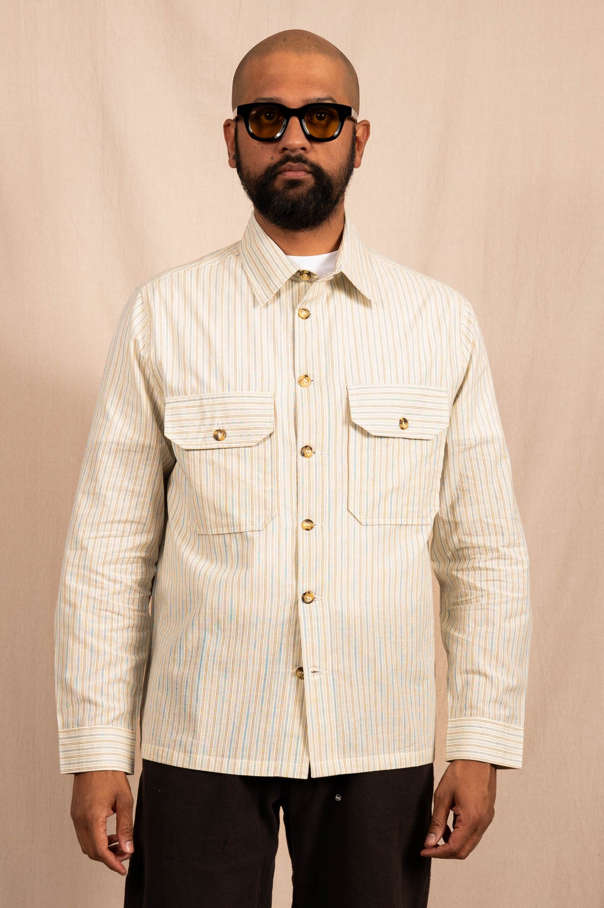 The 'Jesse' Over Shirt in White and Blue Stripes