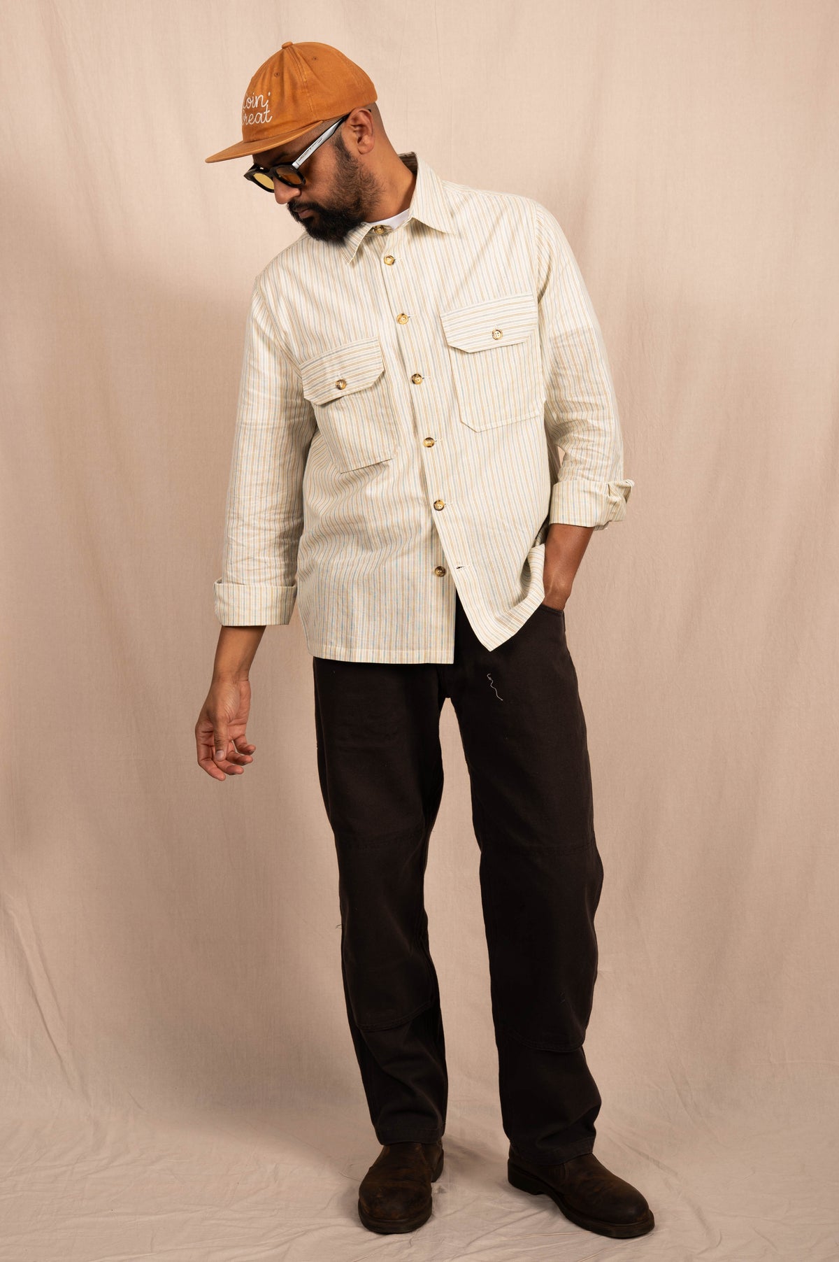 The 'Jesse' Over Shirt in White and Blue Stripes