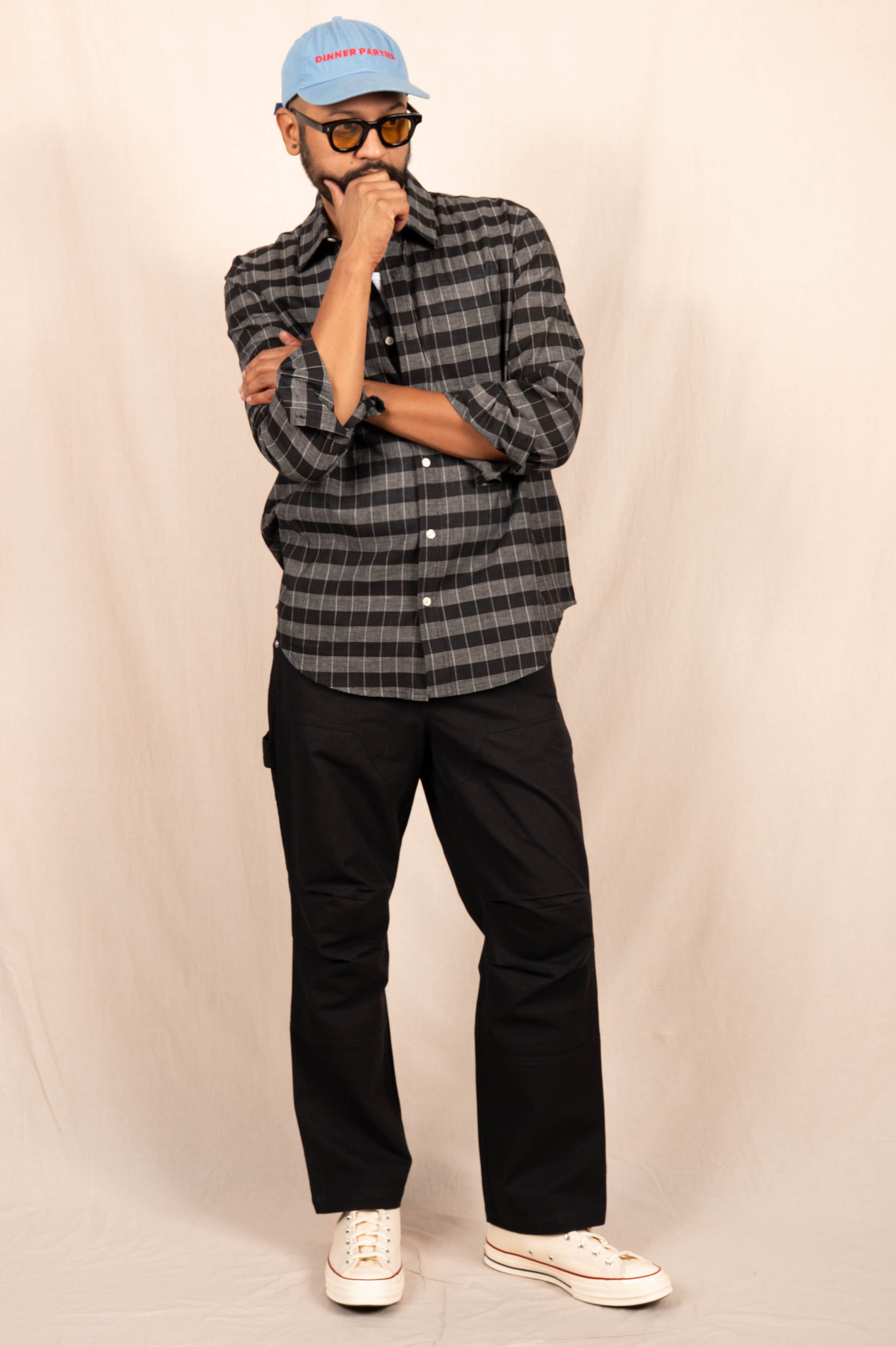 'The Brady' Long Sleeve Shirt in Black and Gray Large Checks