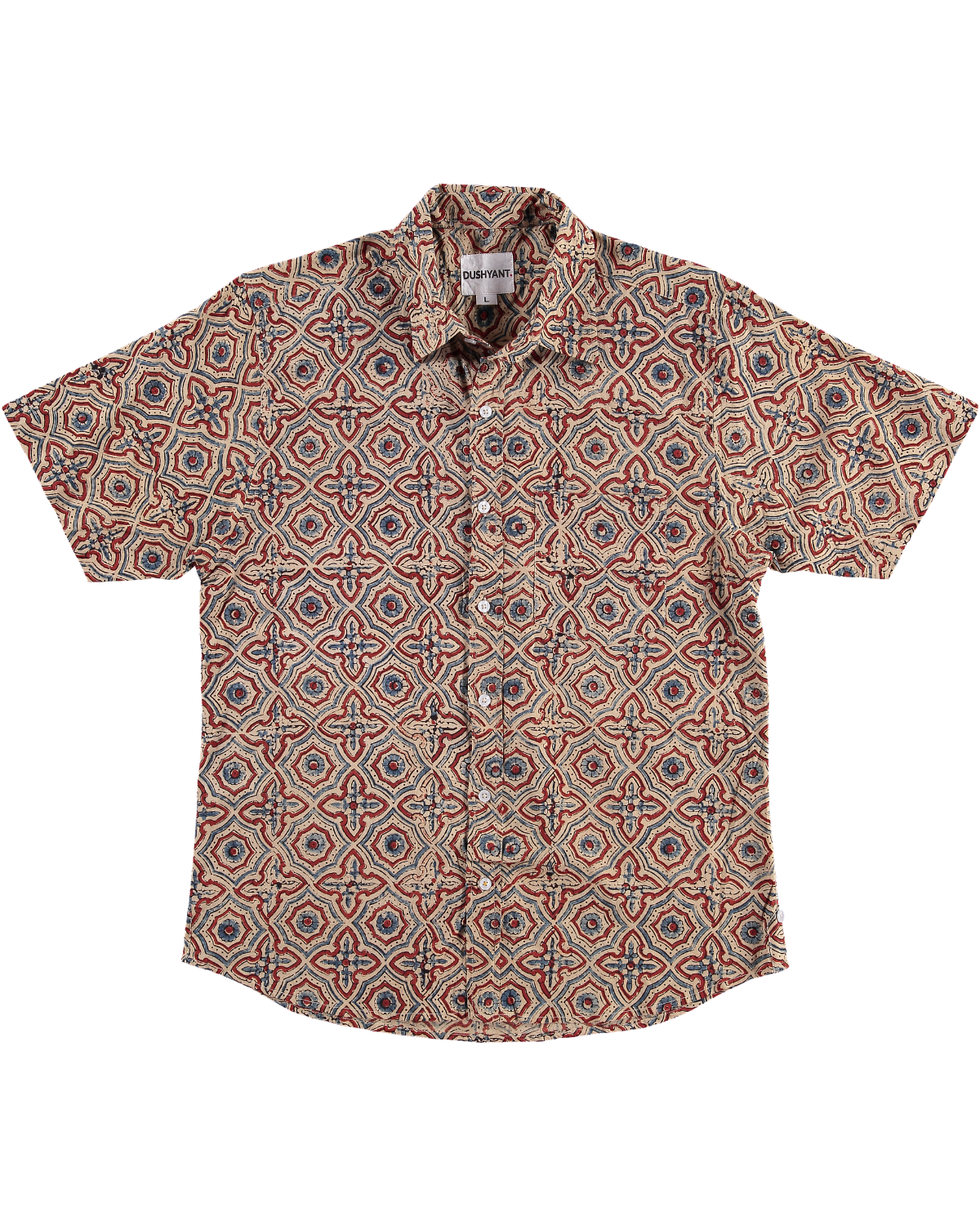 Hand Printed 'The Folk' Short Sleeve Shirt in Ajrakh Diamond Print