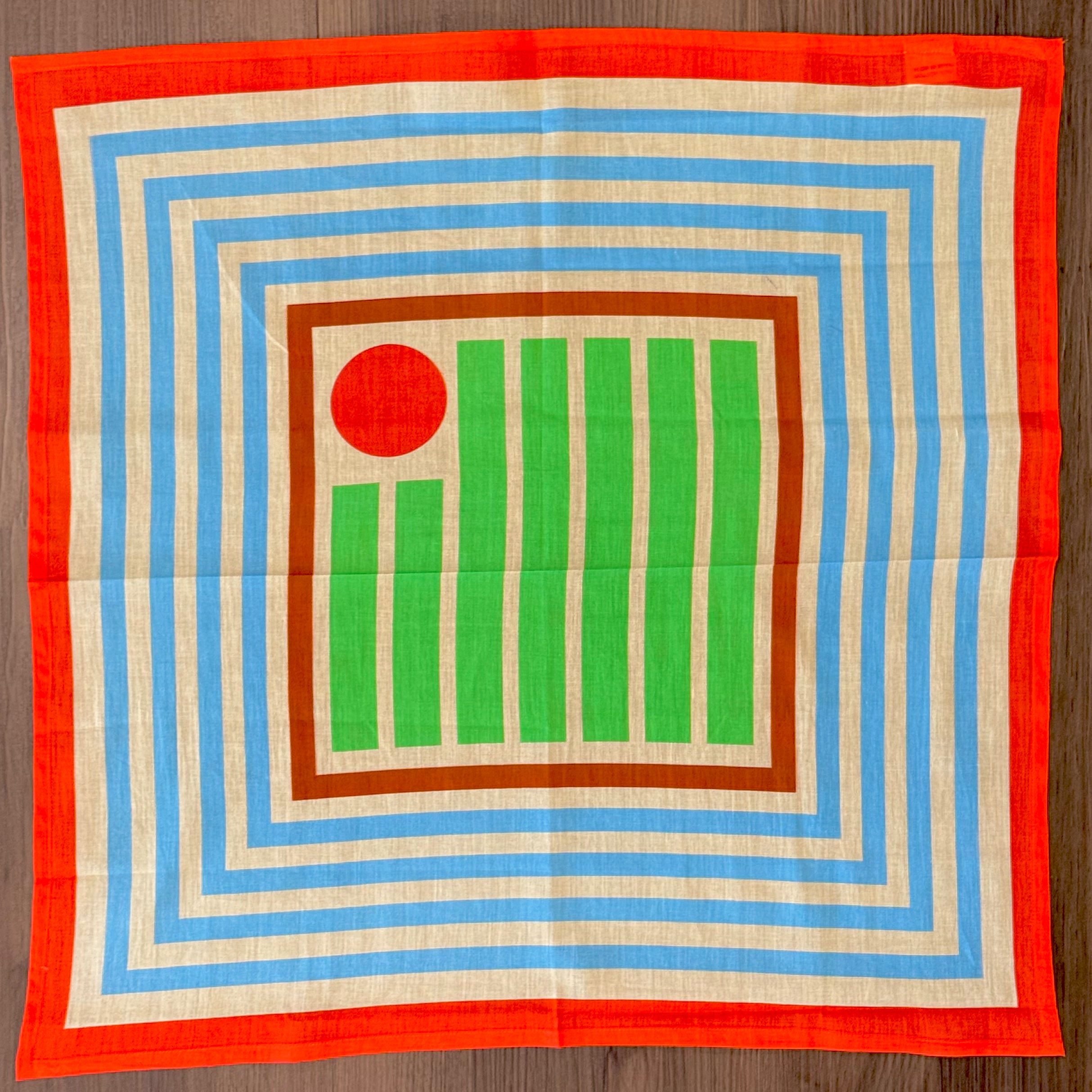 Archie Bandana No. 19 - Light Green Lines with Red Dot Print
