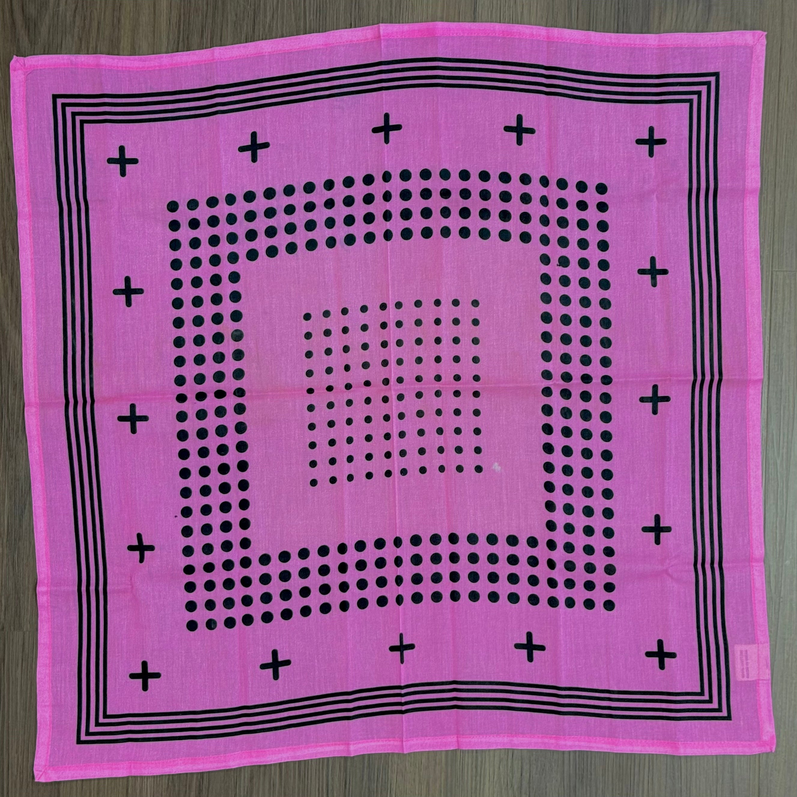 Archie Bandana No. 24 - Dots and Plus Sign on Pink