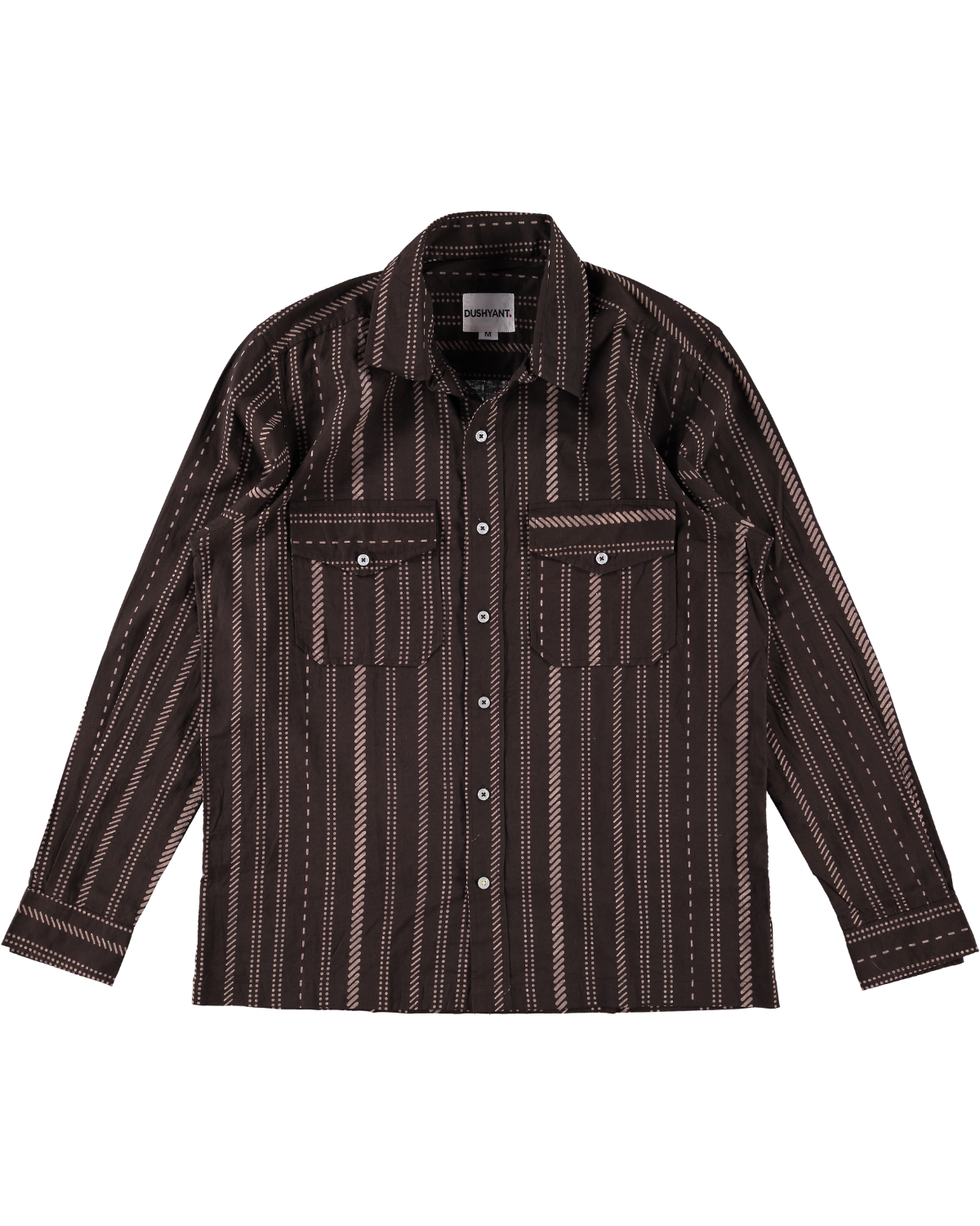 Hand Printed 'Jesse' Shirt in Chocolate Stripes