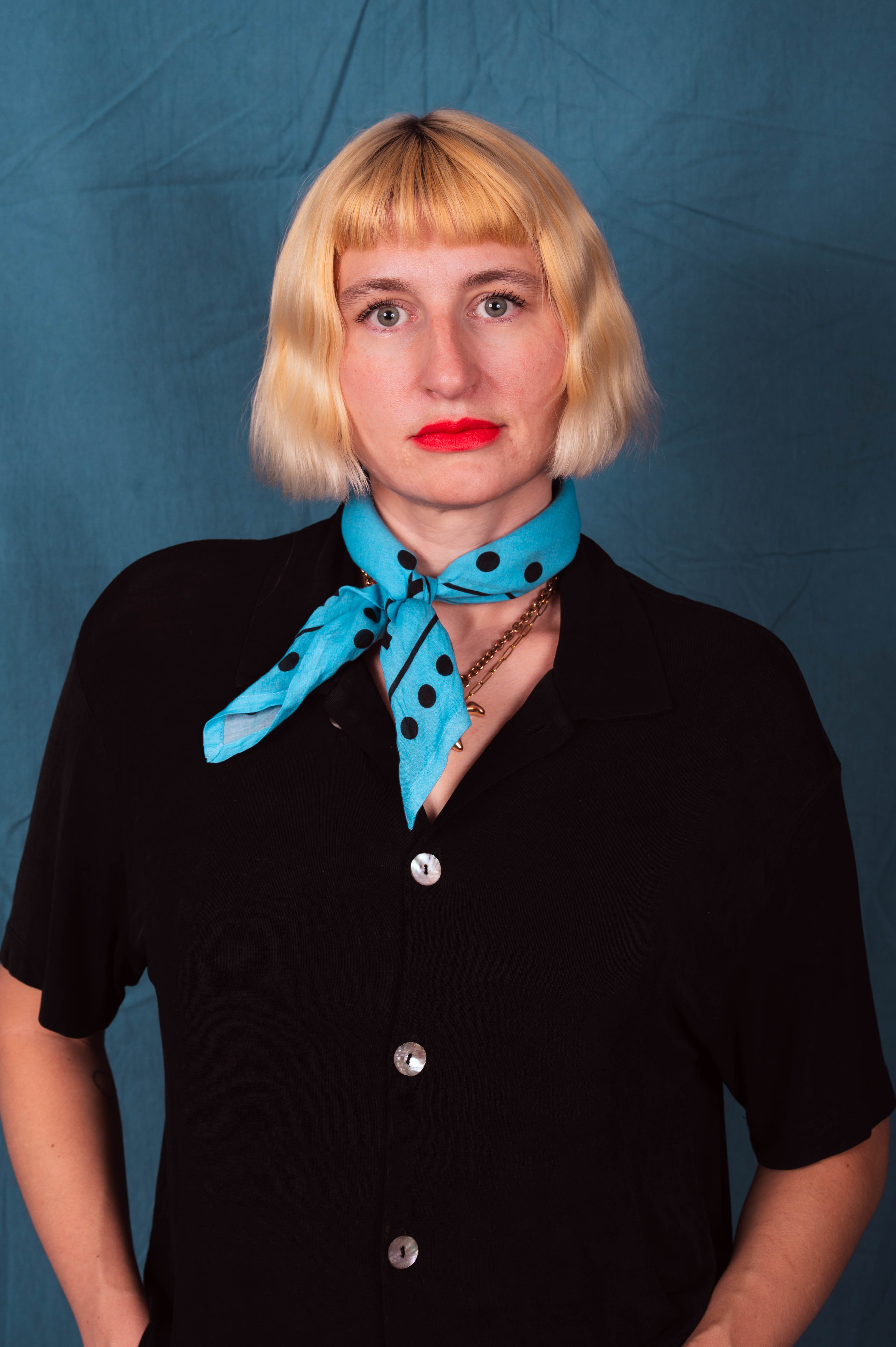 Archie Bandana No. 26 - Dots and Plus Sign on Cerulean Blue