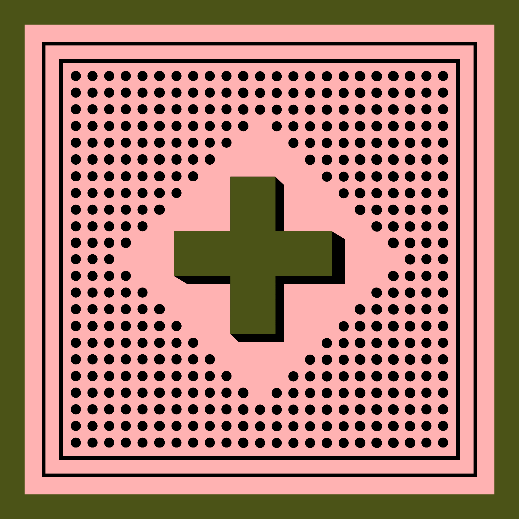 Archie Bandana No. 6 - Pink and Olive Dots Art Print