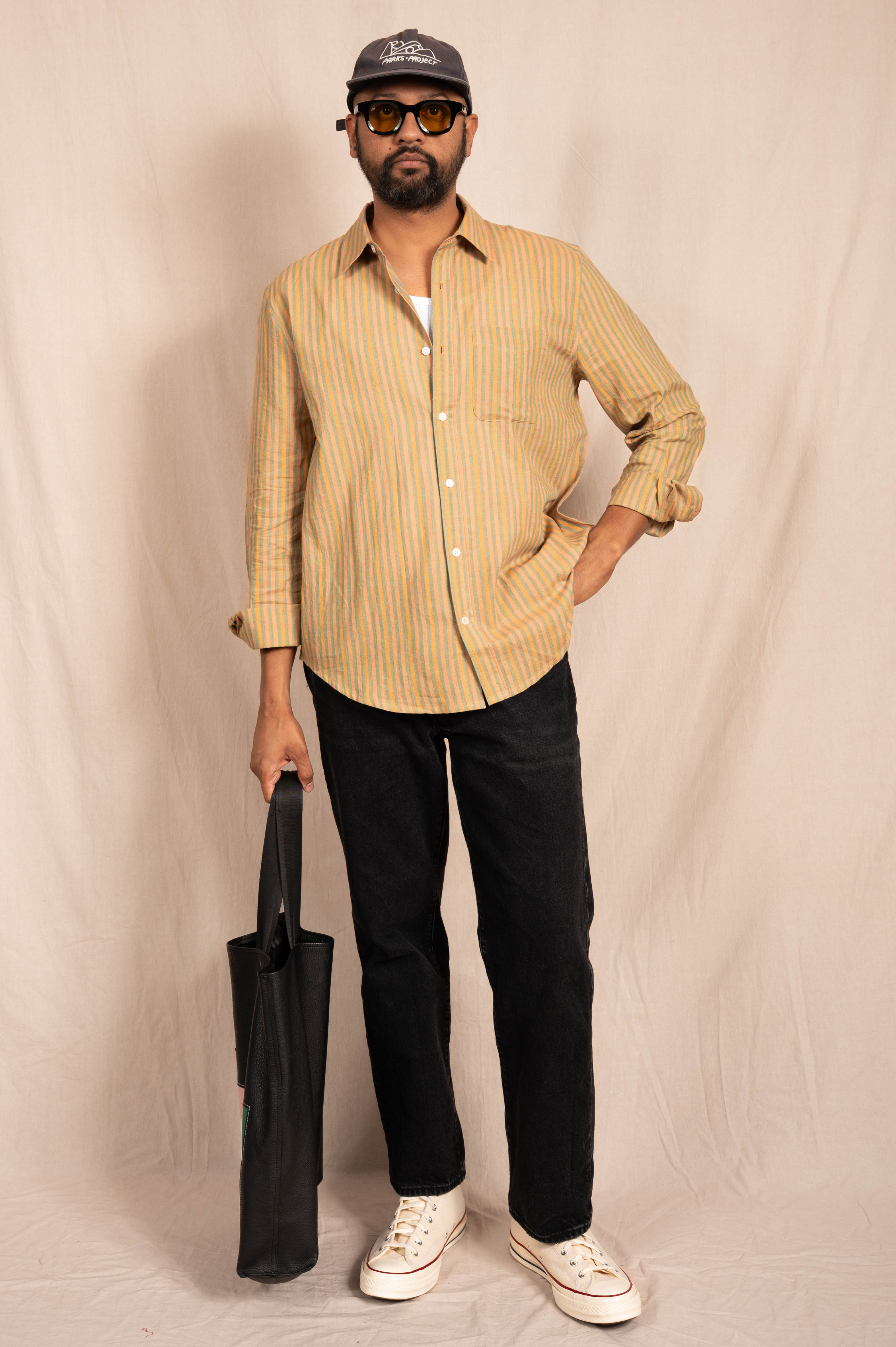 'The Brady' Long Sleeve Shirt in Neon Stripes