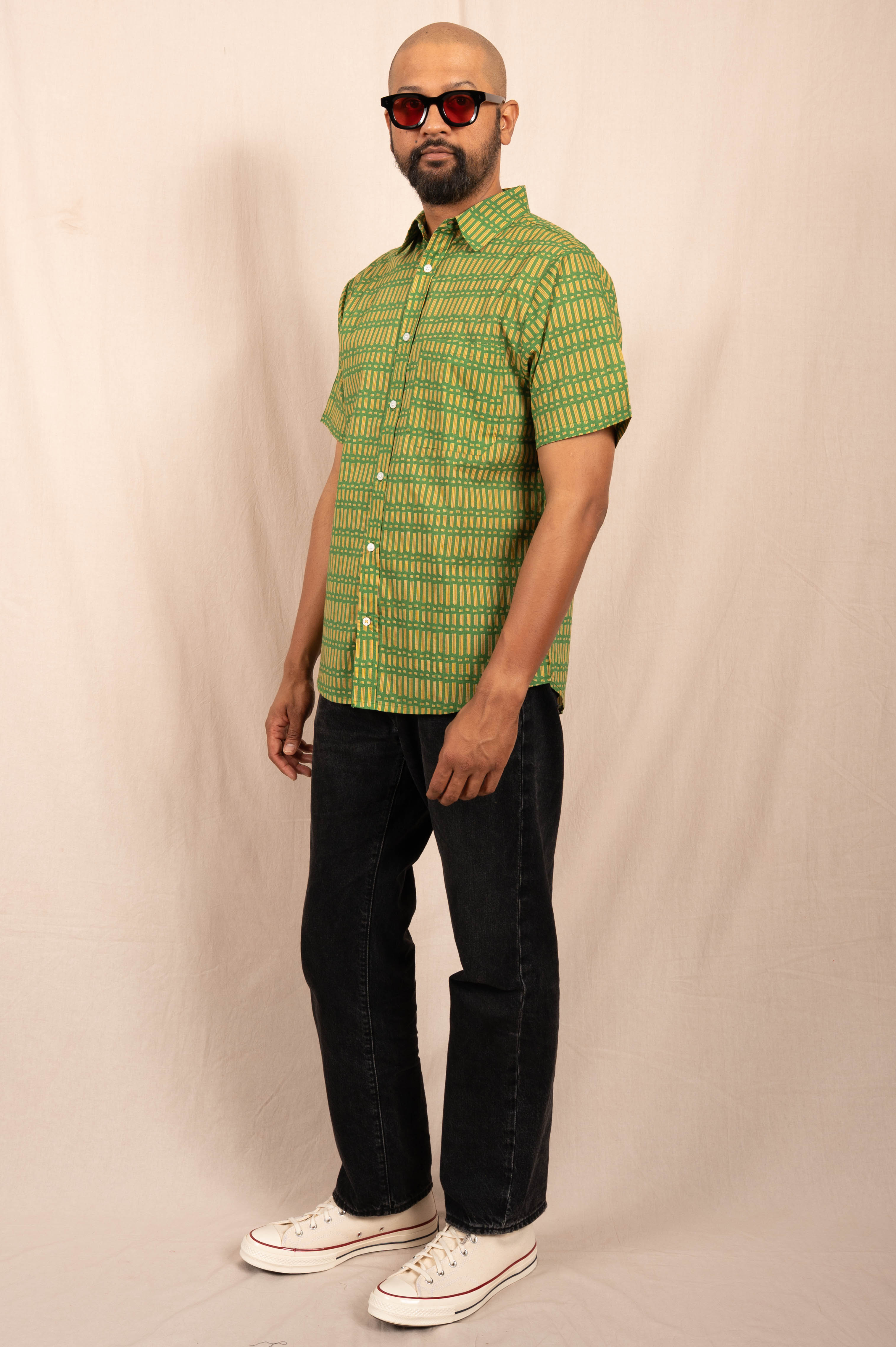 'The Folk' Shirt in Green Sticks Print