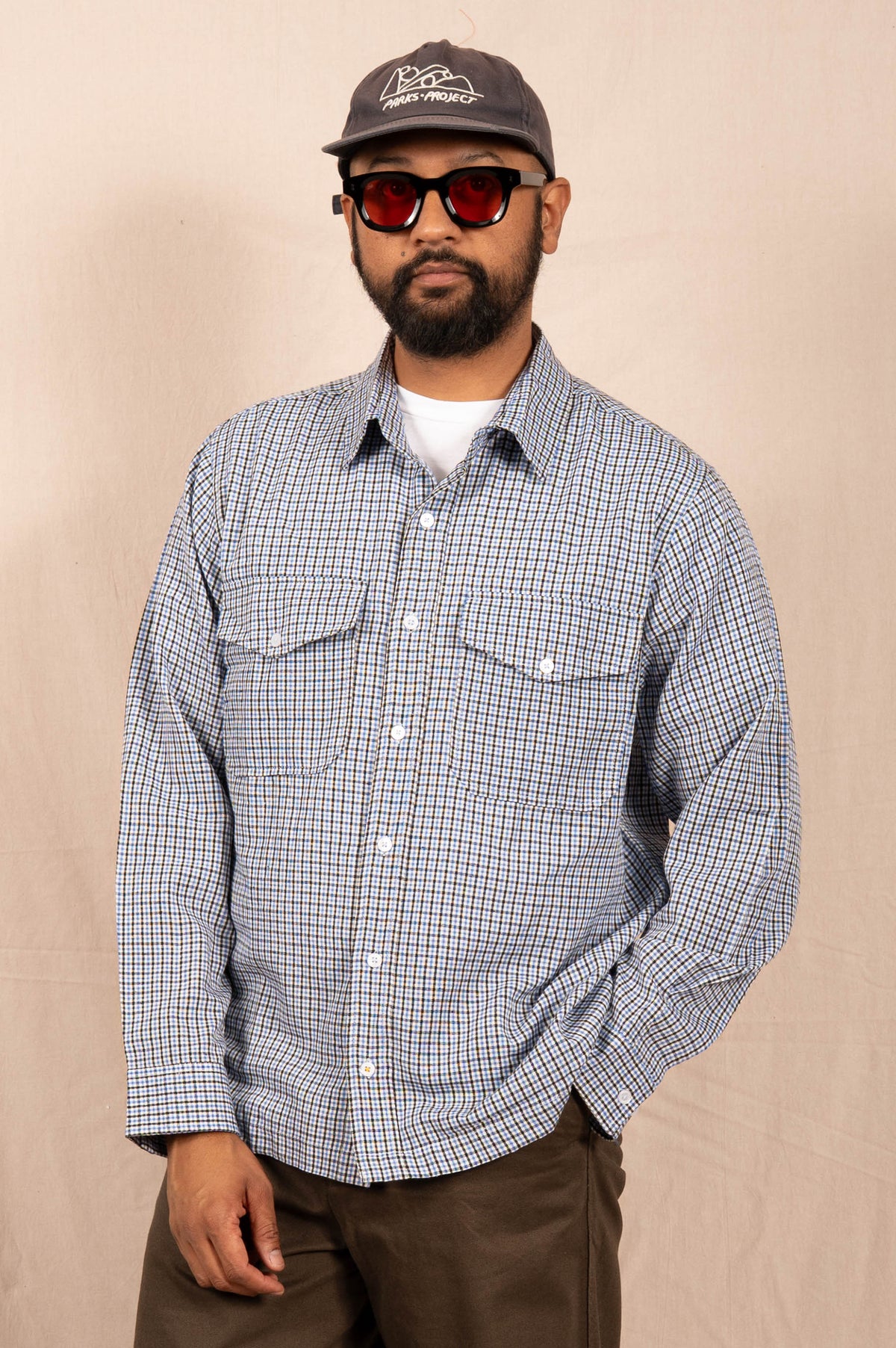 The 'Jesse' Over Shirt in White, Black and Blue Checks