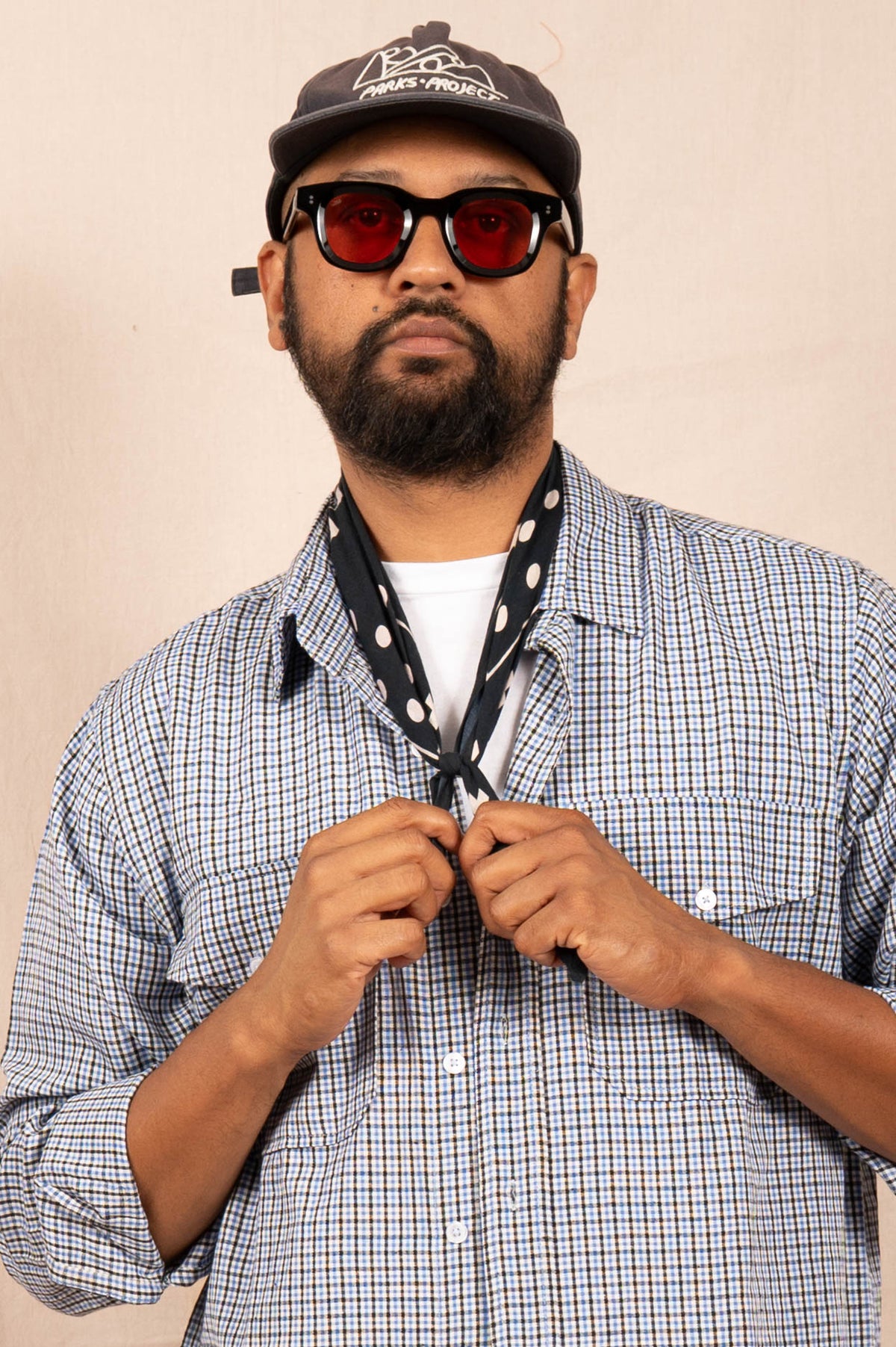 The 'Jesse' Over Shirt in White, Black and Blue Checks