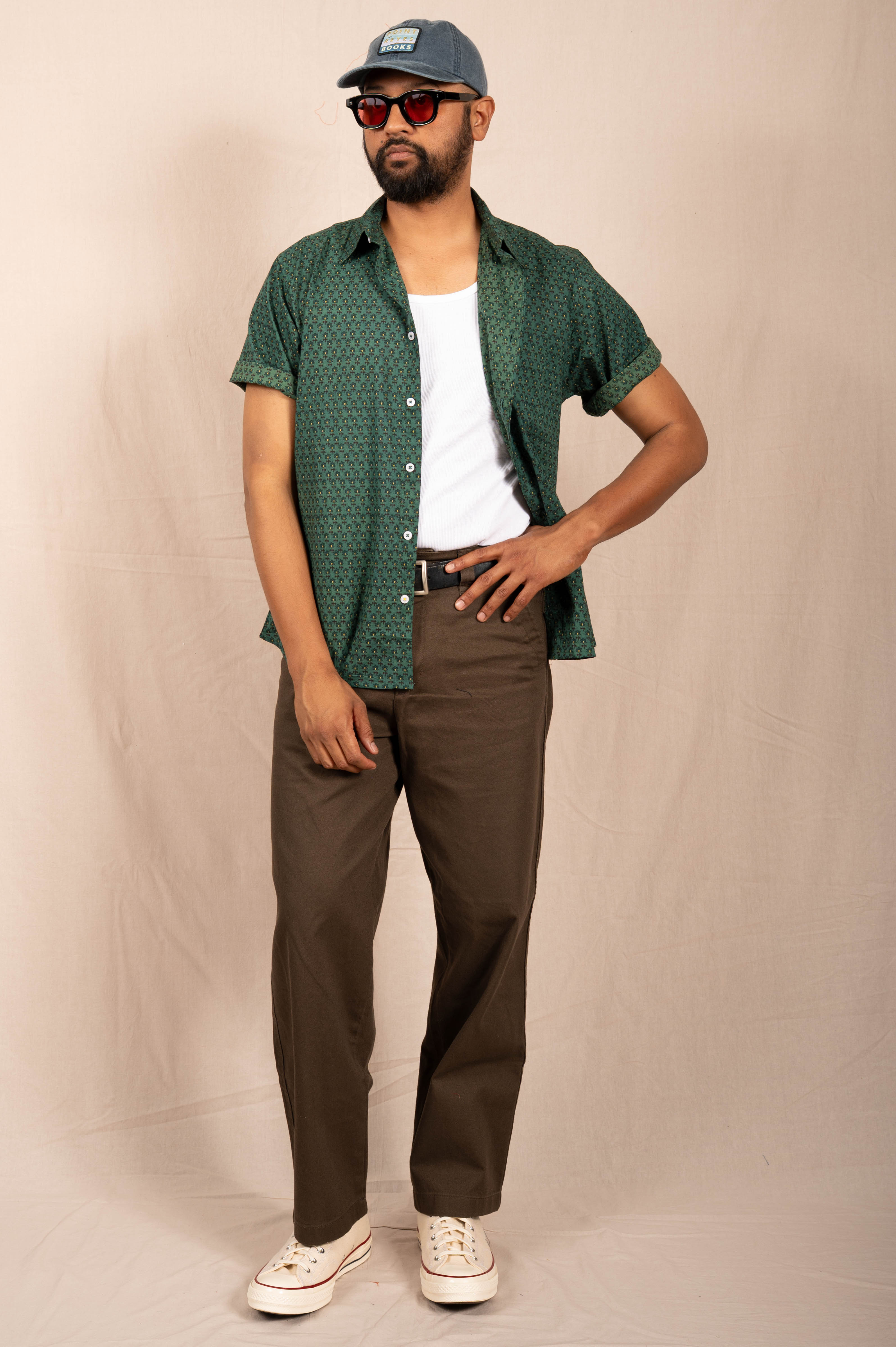 'The Folk' Shirt in Teal Motif Print