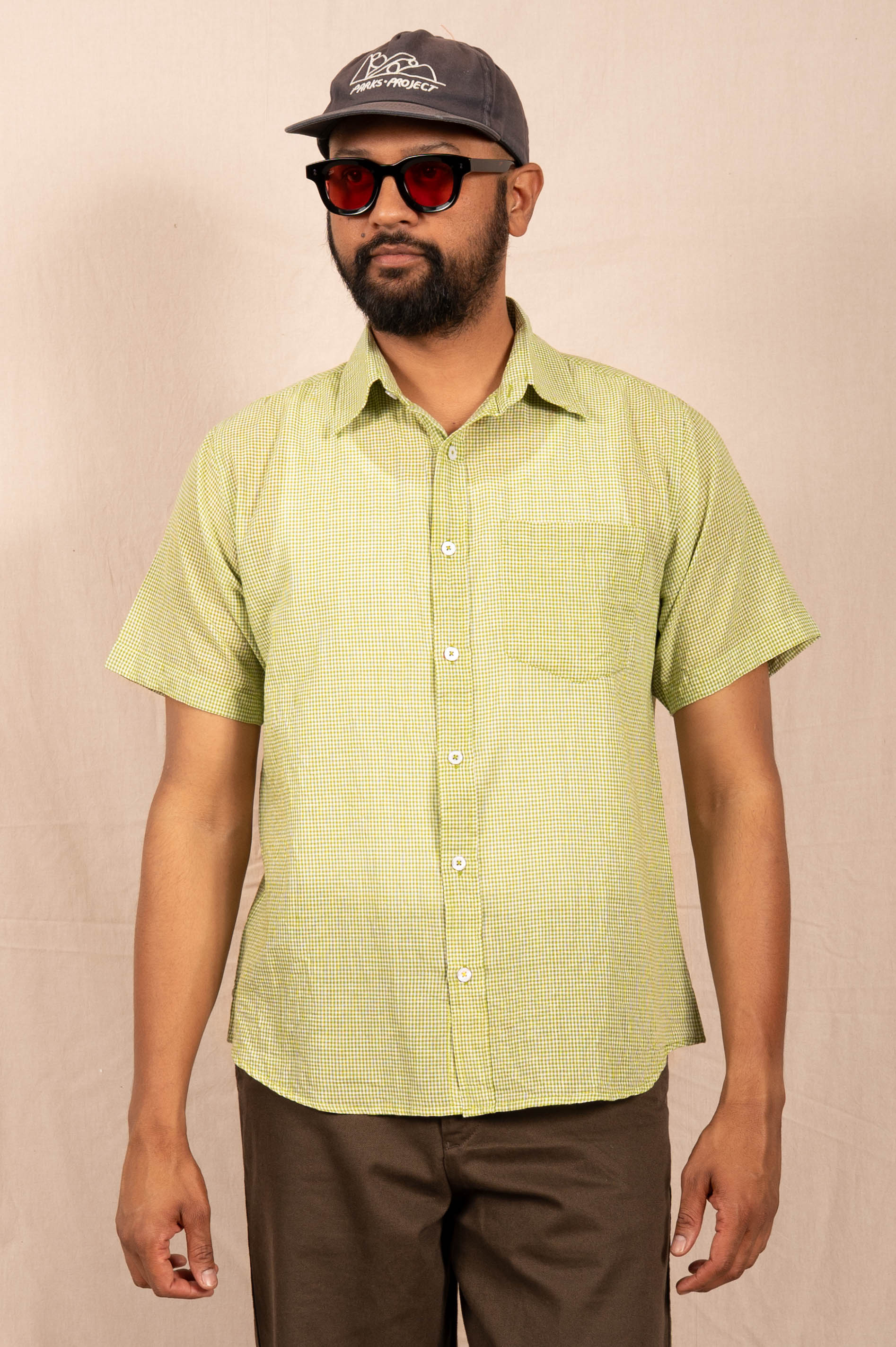 'The Folk' Shirt in Lime Micro Check