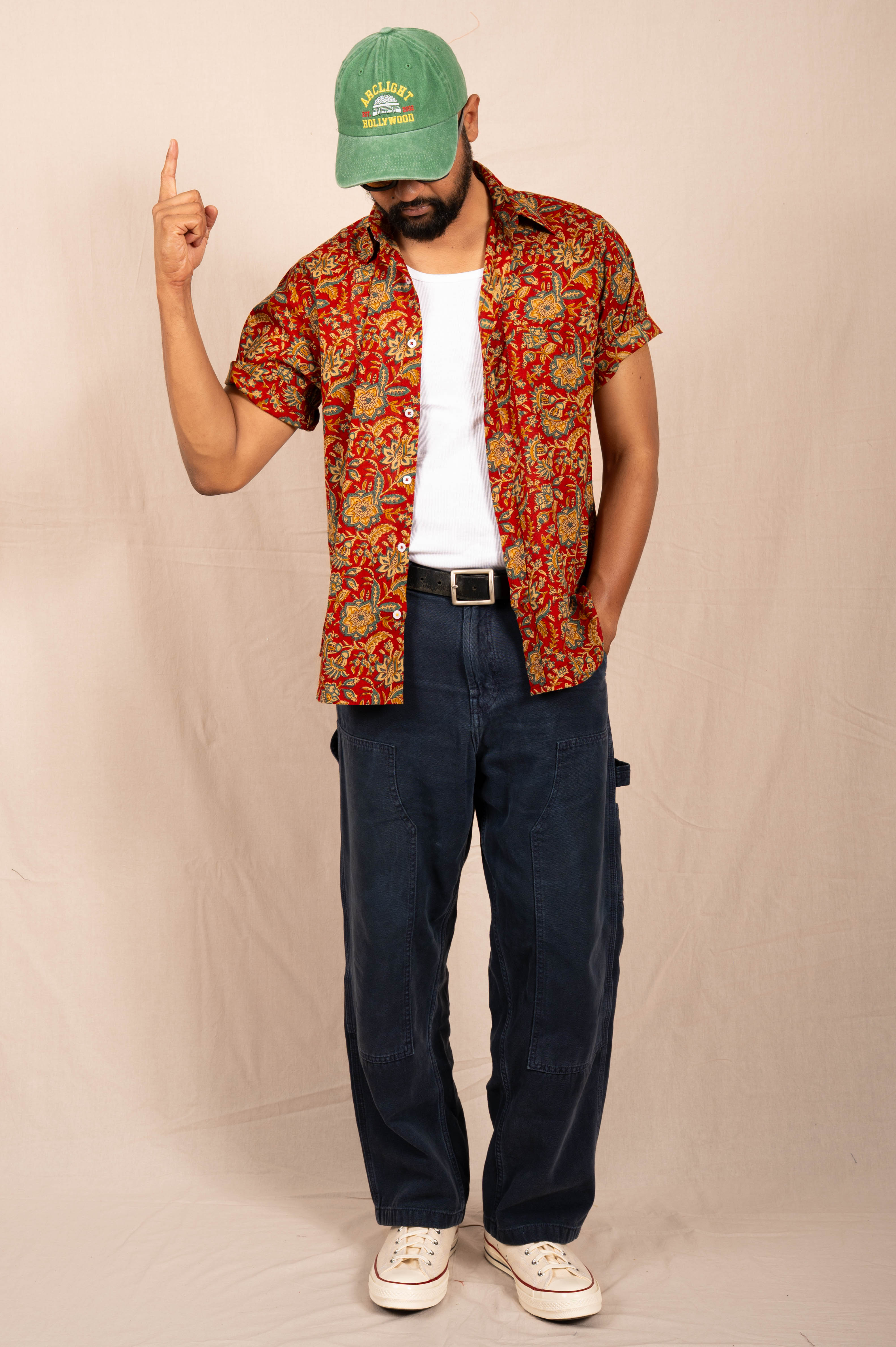'The Folk' Shirt in Red and Blue Jaipur Floral Print