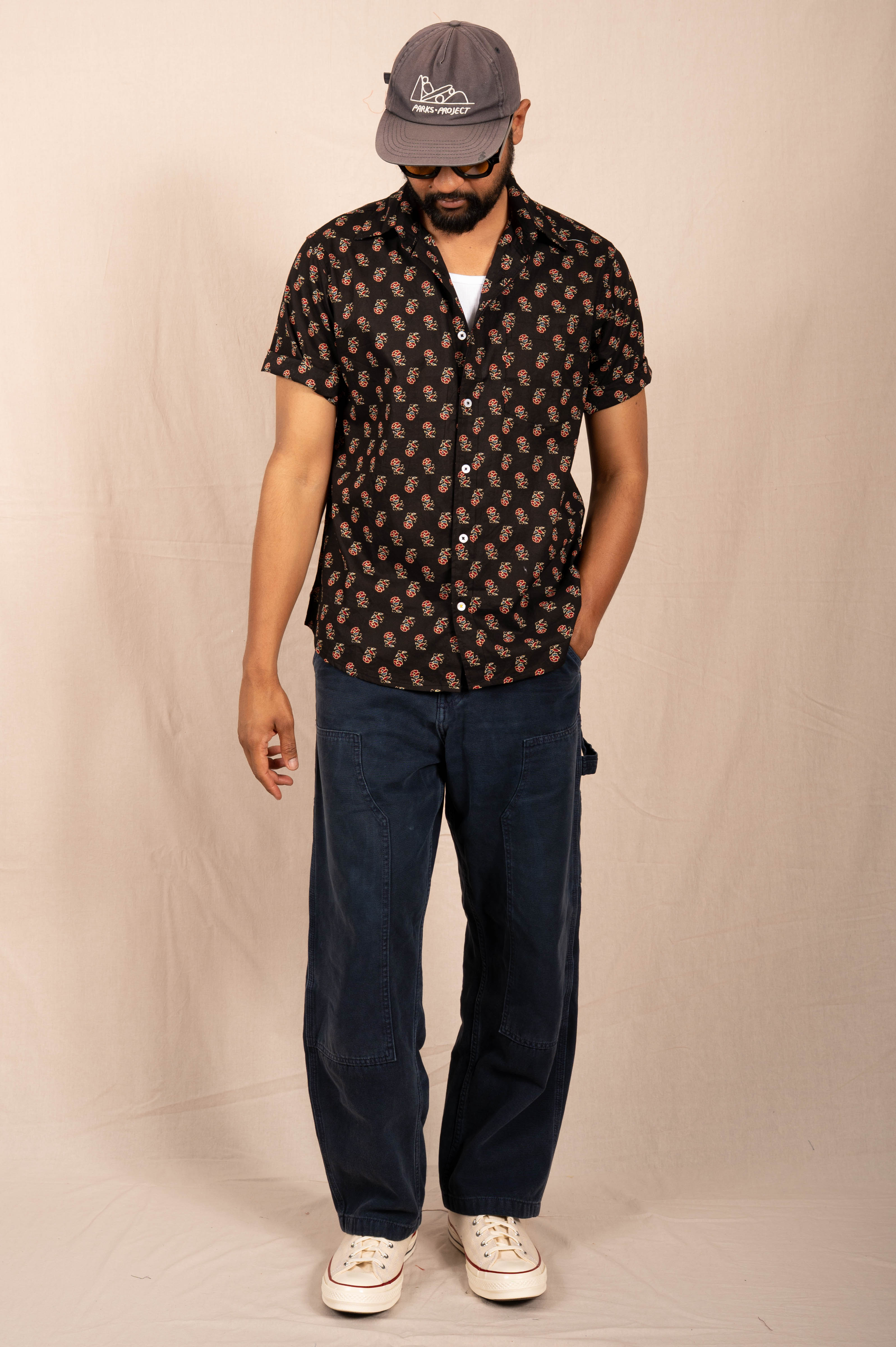 'The Folk' Shirt in Noir Rose Print