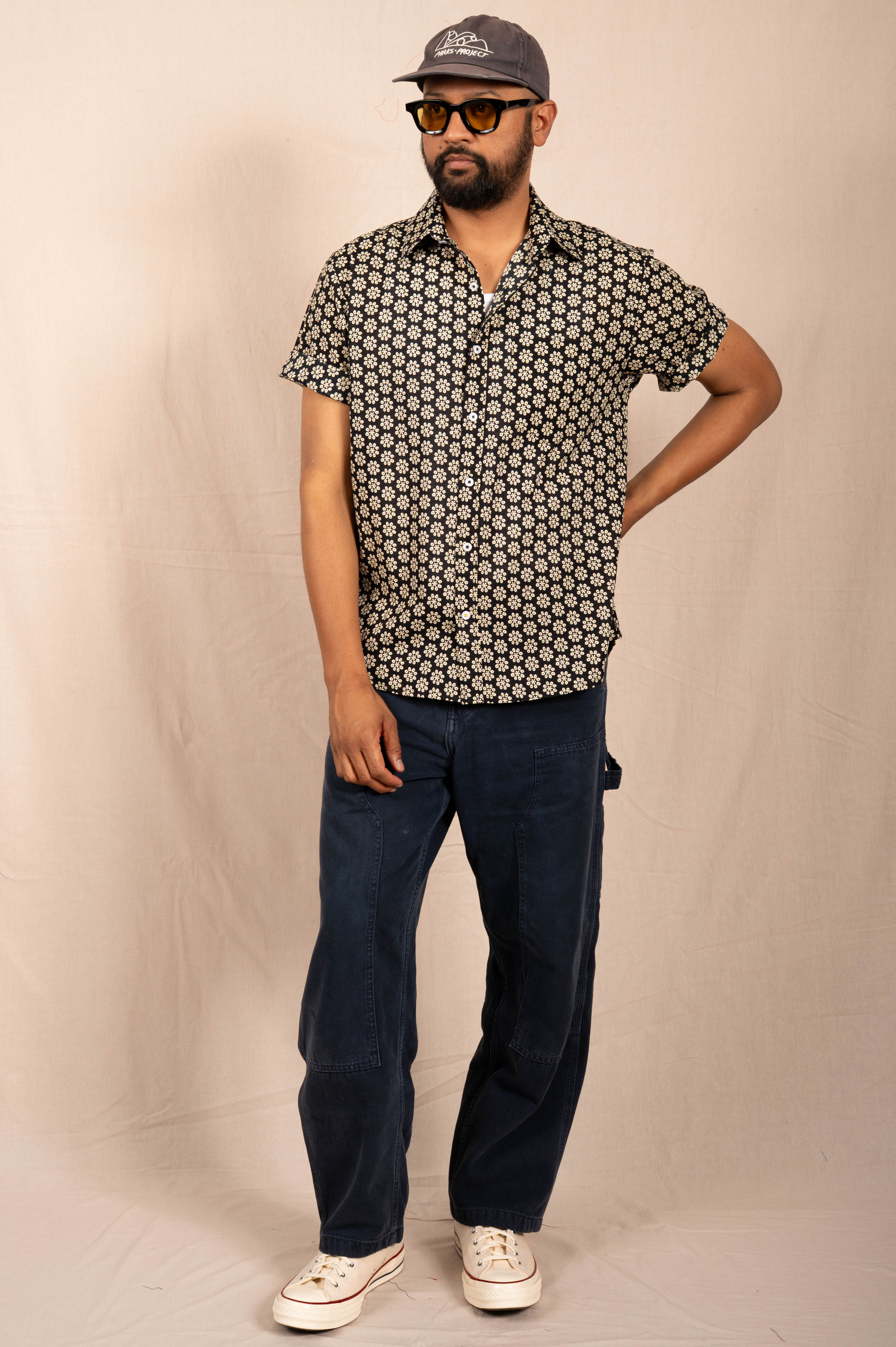 'The Folk' Shirt in Black Octagon Print