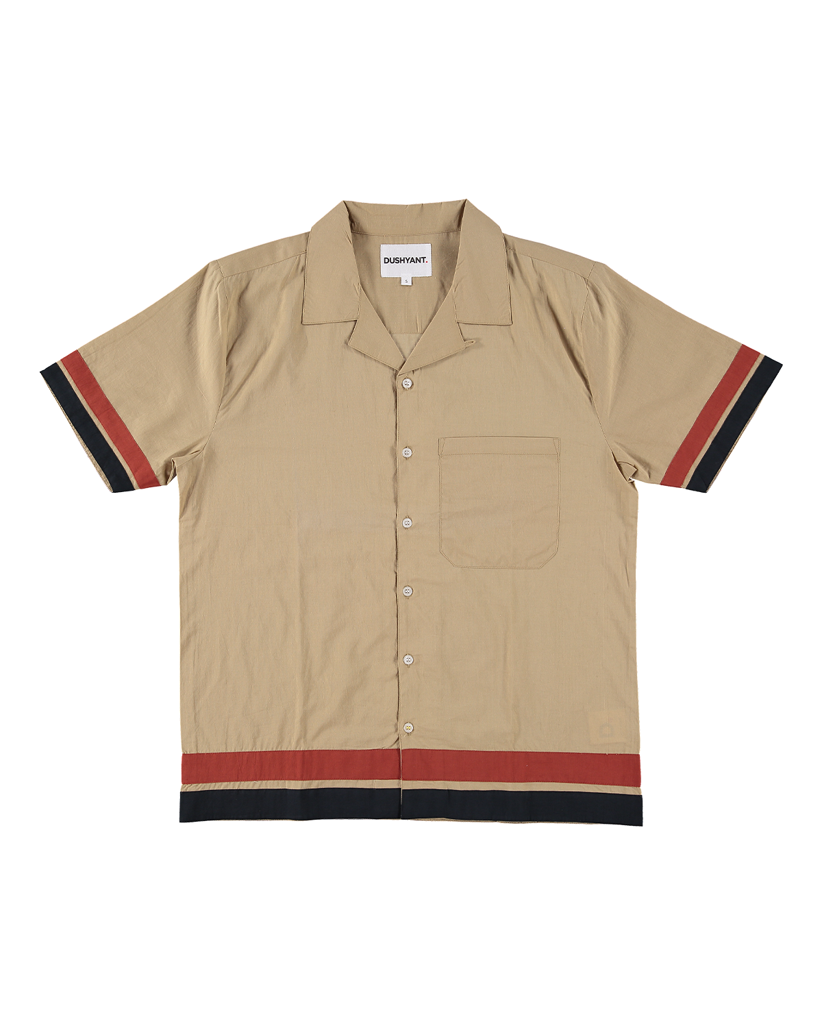 camp collar shirt 'The Don' Camp Collar Shirt in Khaki Ivy Stripe XL