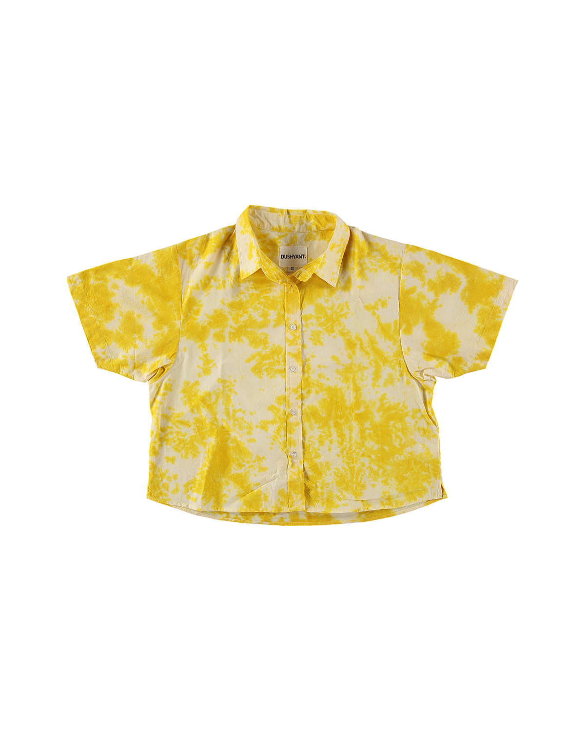 'The Michelle' Hand Dyed Short Sleeve Shirt in Yellow and White 'Citrus Splash' Tie Dye