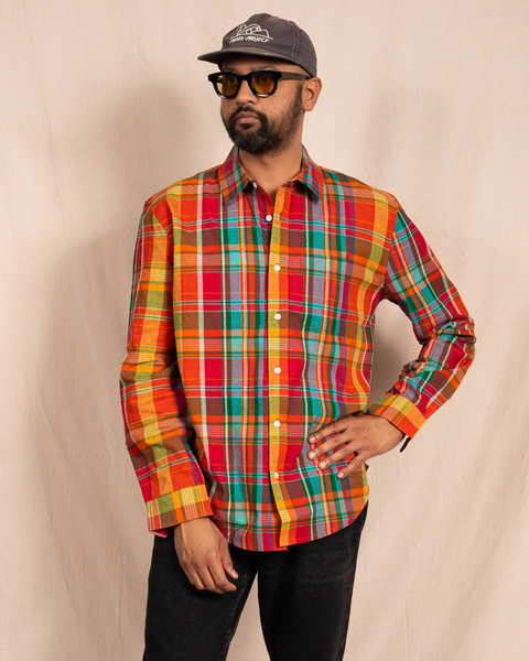 The Brady' Long Sleeve Shirt in Red Madras Checks