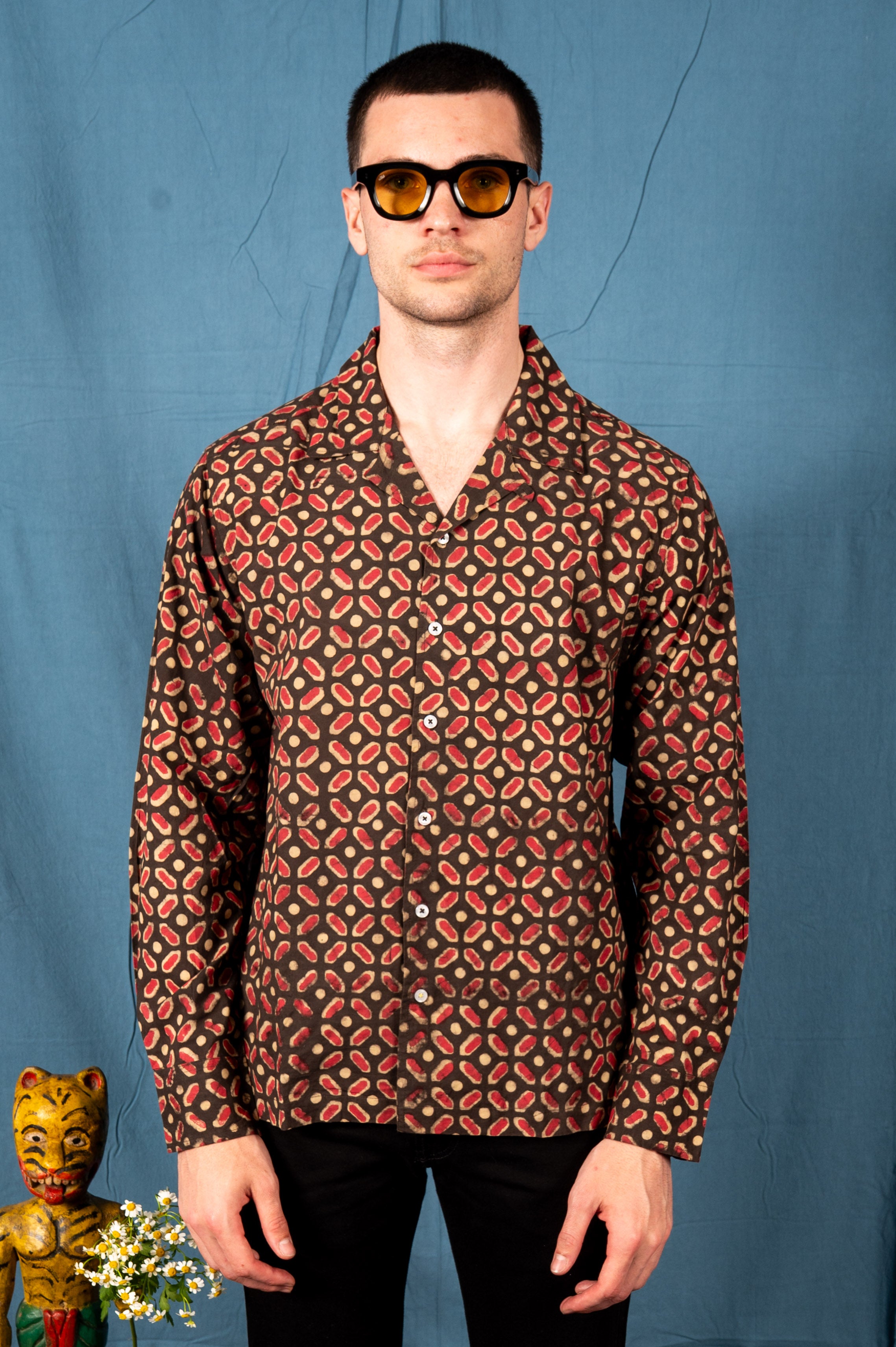 Hand Printed 'The Raj' Camp Shirt in Jelly Beans Print