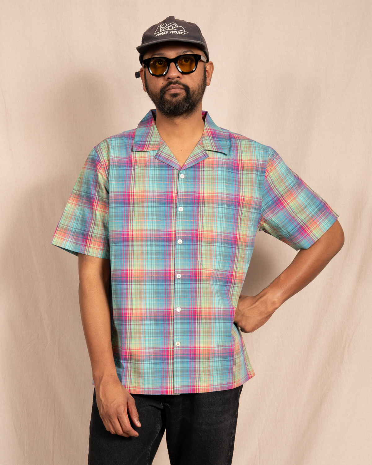 'The Nero' Camp Shirt in Rainbow Checks