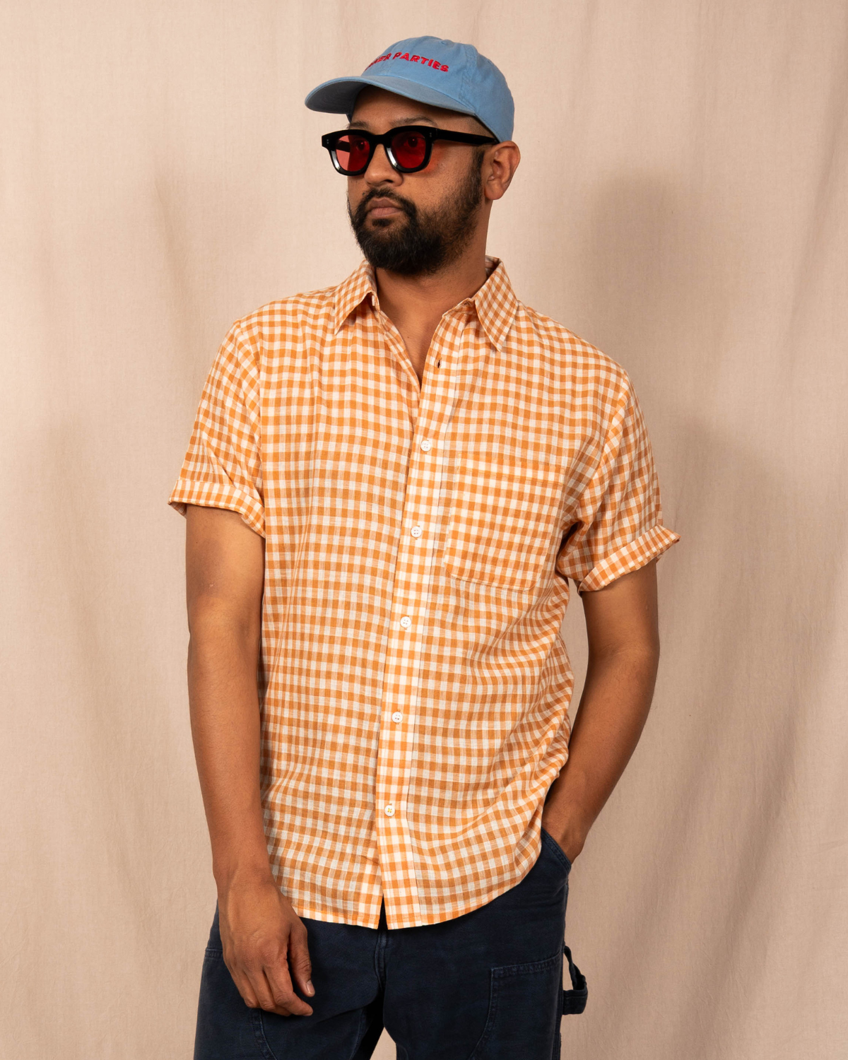 'The Folk' Shirt in Tan Gingham
