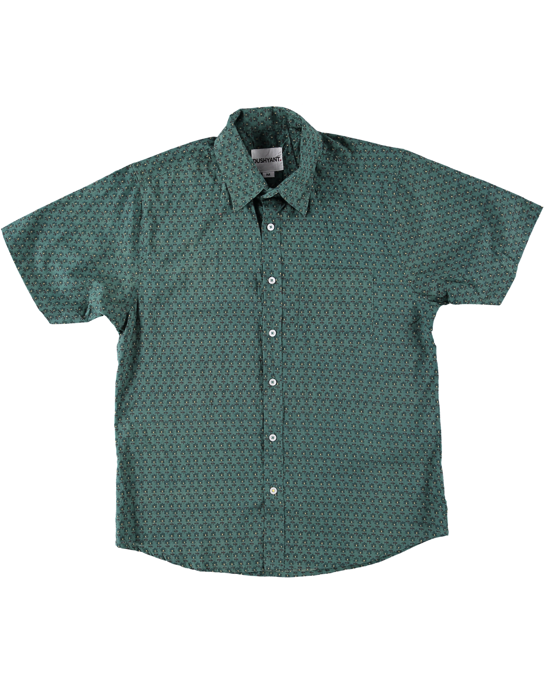 'The Folk' Shirt in Teal Motif Print