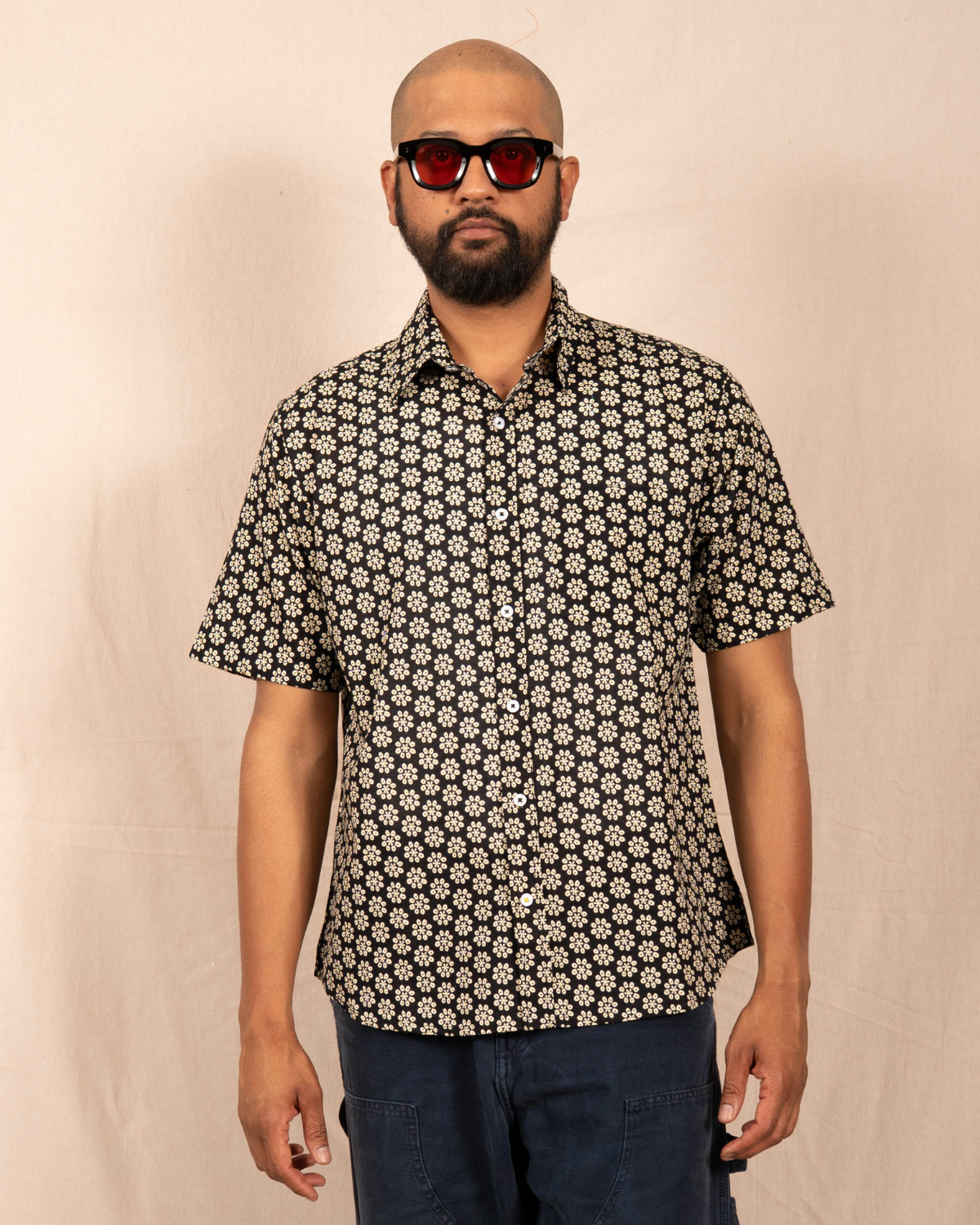 'The Folk' Shirt in Black Octagon Print