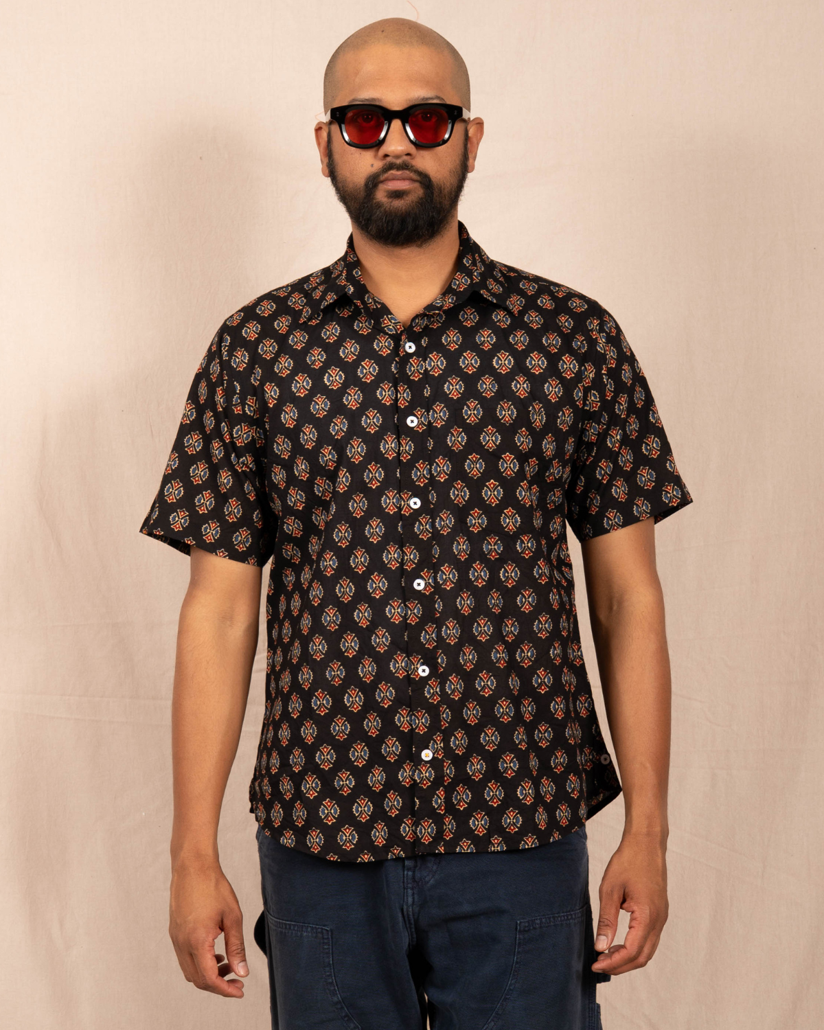 'The Folk' Shirt in Black Peony Print